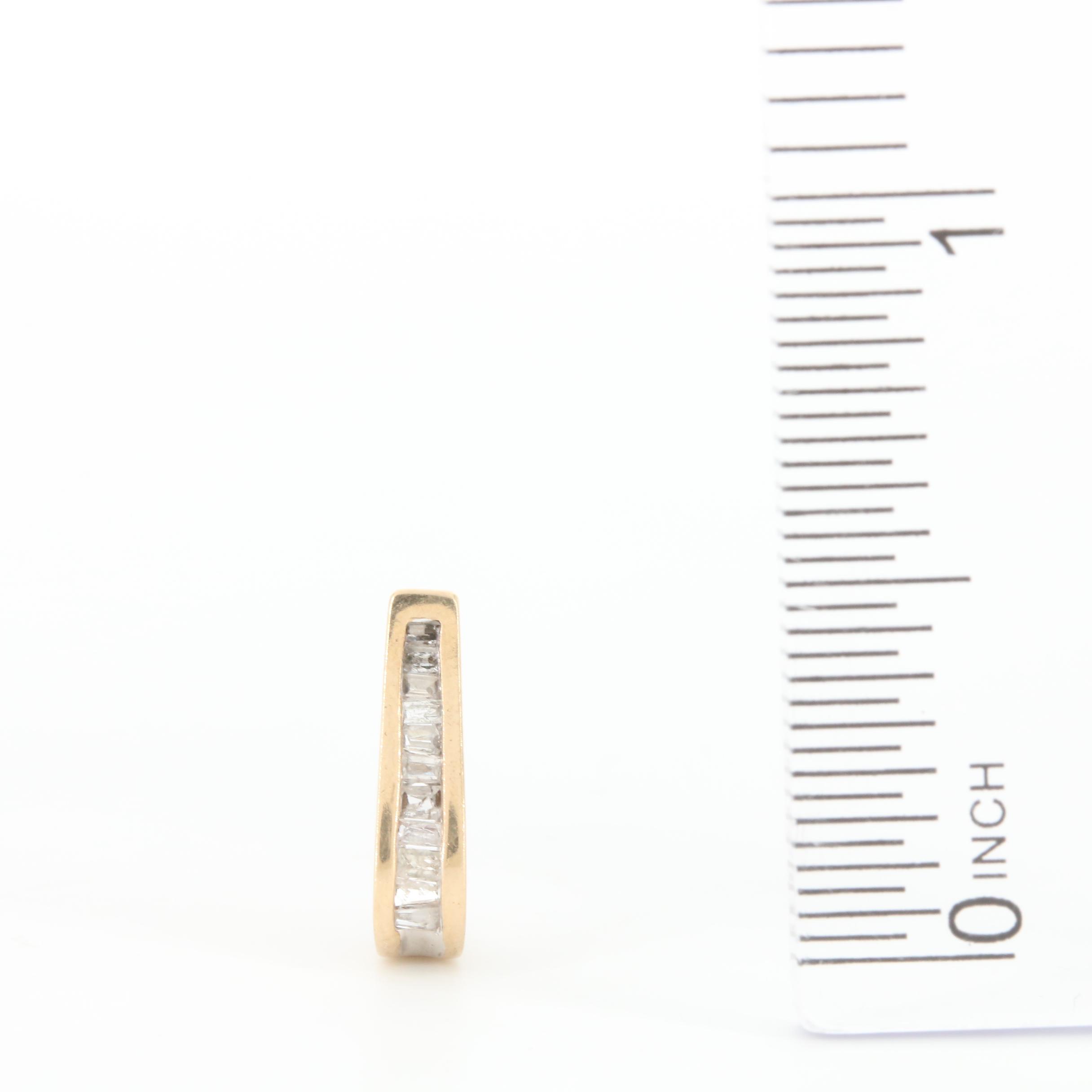 10K Yellow Gold Diamond J-Hoop Earrings