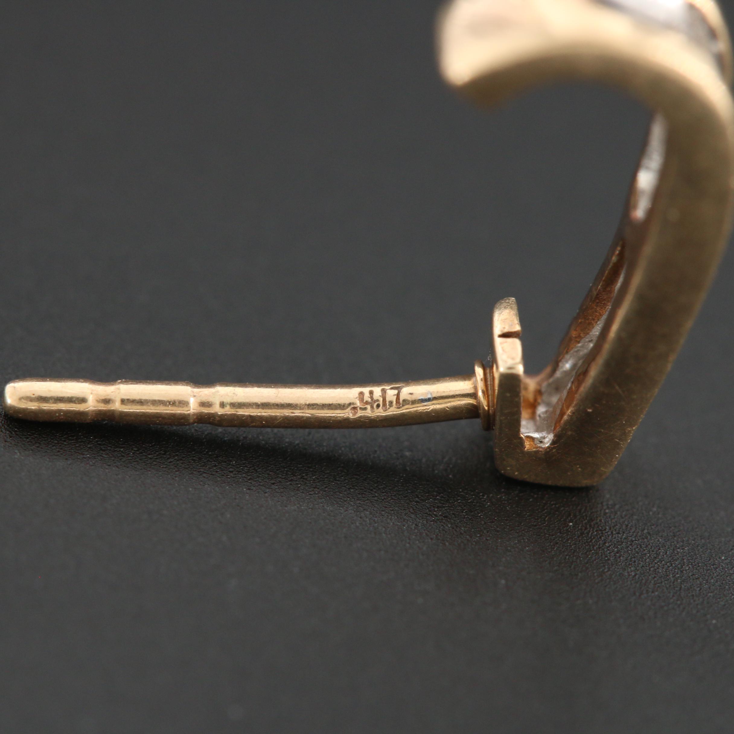 10K Yellow Gold Diamond J-Hoop Earrings