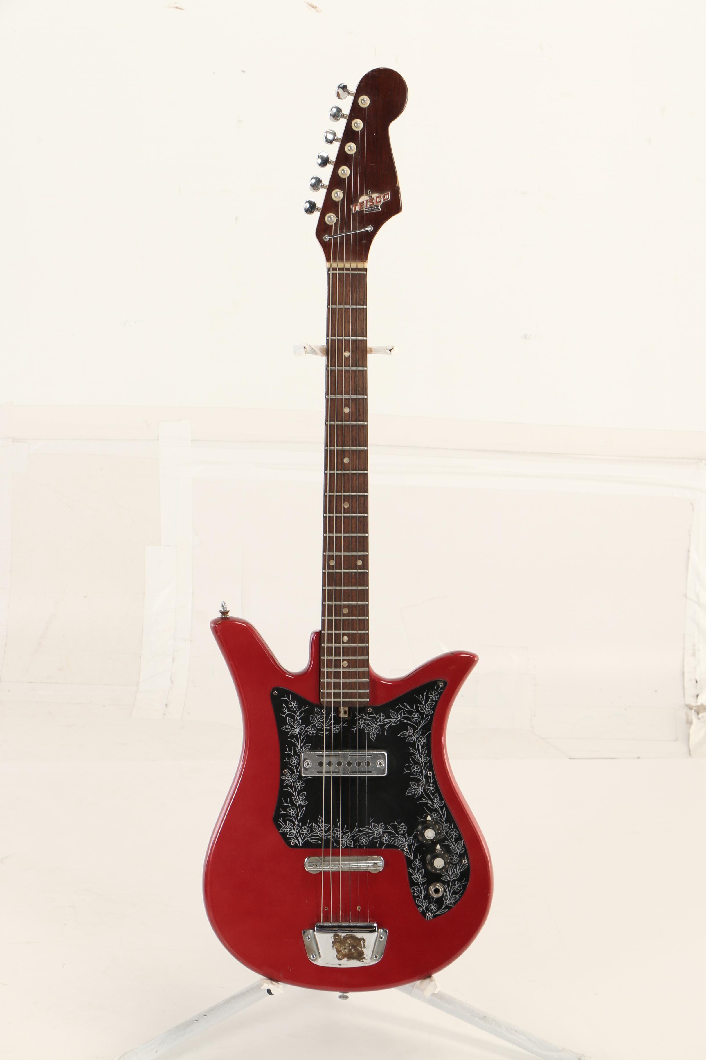 Teisco Del Ray E-110 Tulip Red Electric Guitar with Fender Soft Case, 1960s