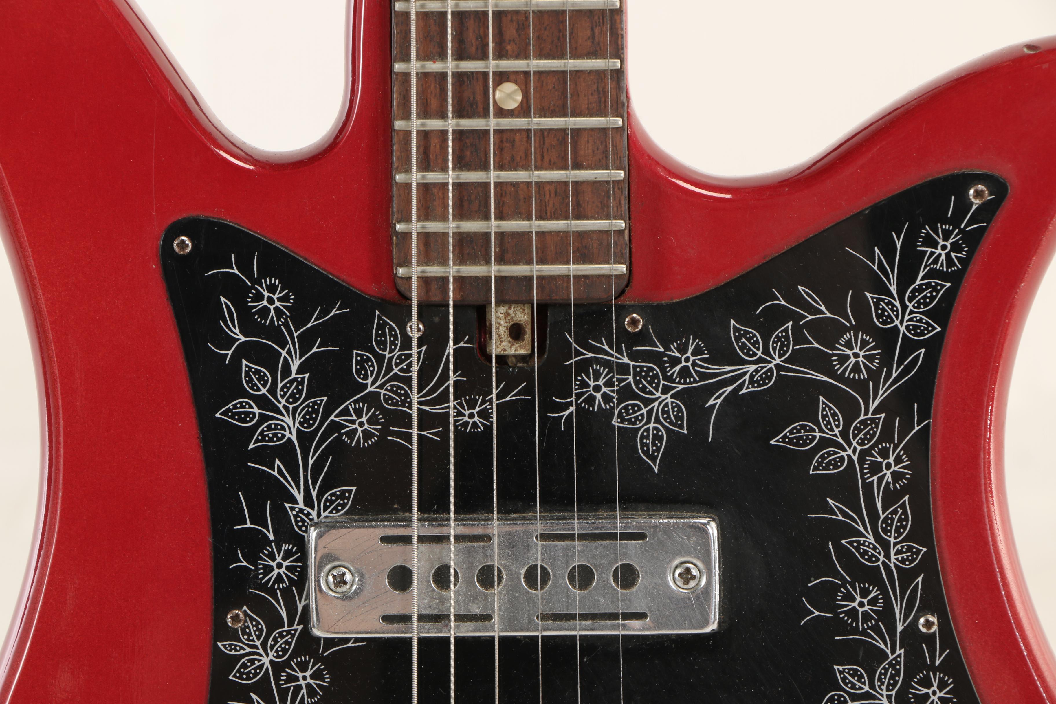 Teisco Del Ray E-110 Tulip Red Electric Guitar with Fender Soft Case, 1960s