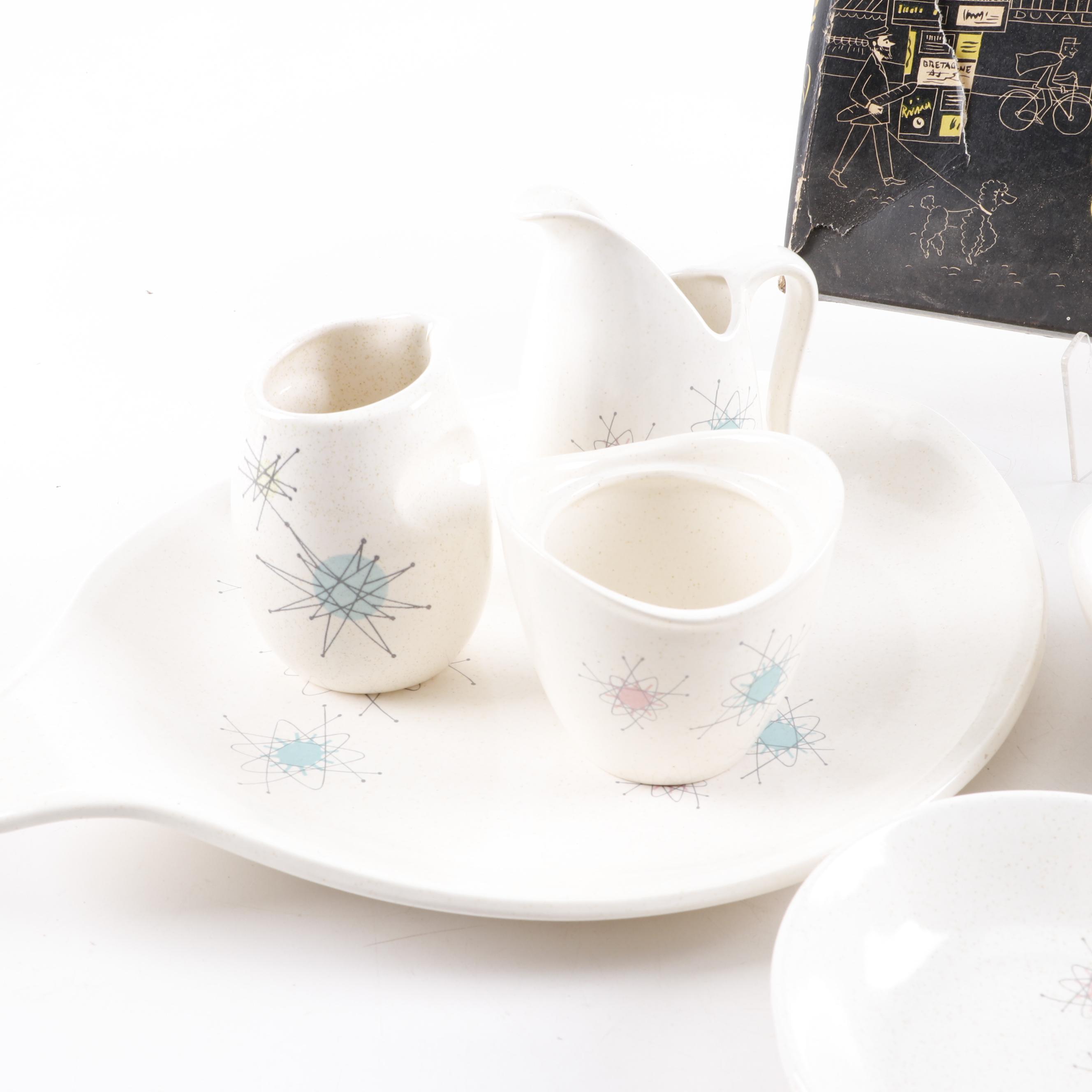 Fransiscan "Starburst" Earthenware Serveware and Kentley Buffet Trays, 1950s