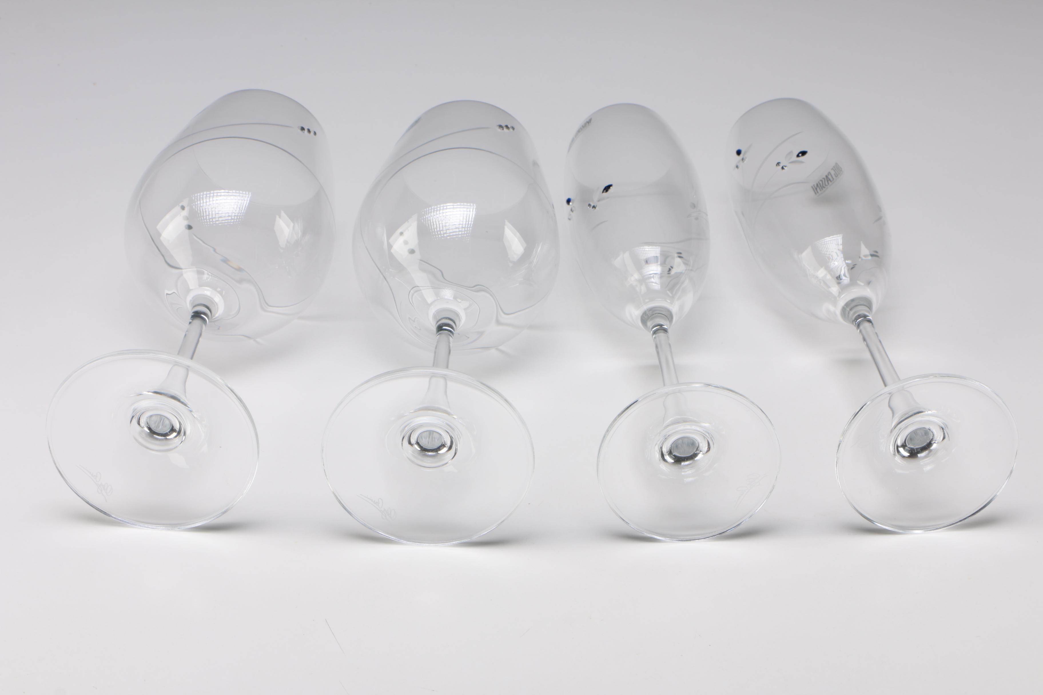 Oleg Cassini "Something Blue" Cake Set and Toasting Flutes with other Glasses