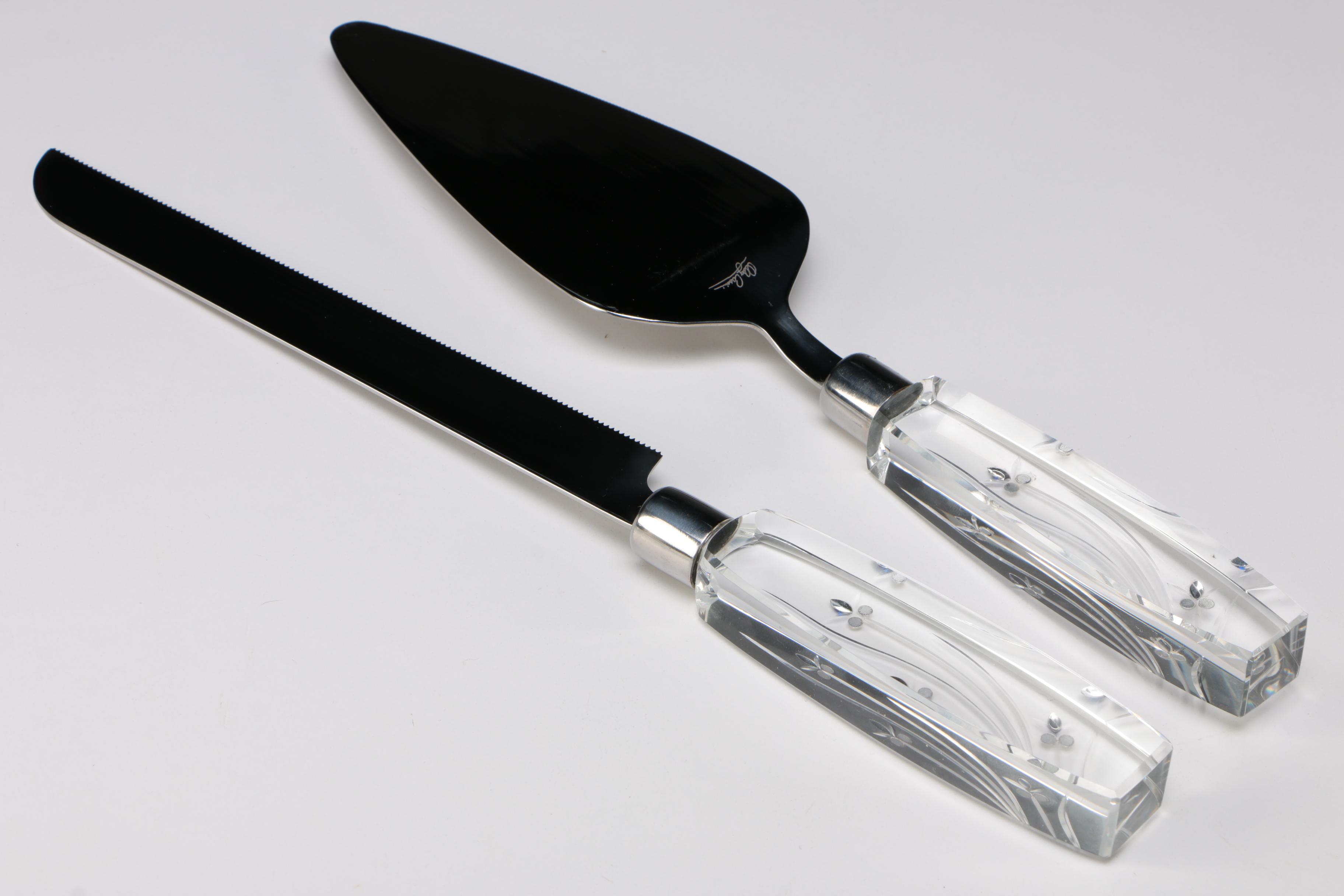 Oleg Cassini "Something Blue" Cake Set and Toasting Flutes with other Glasses