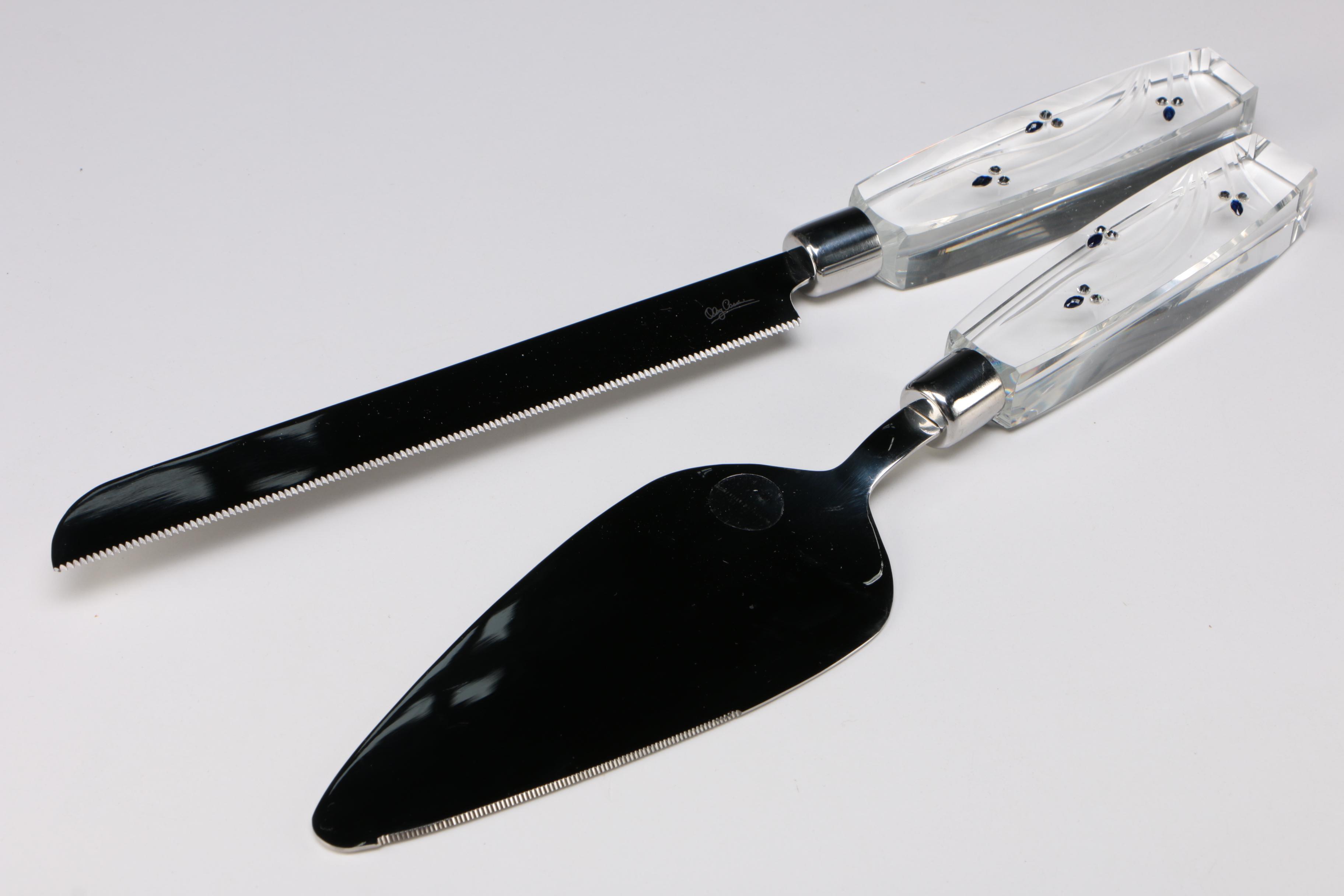 Oleg Cassini "Something Blue" Cake Set and Toasting Flutes with other Glasses