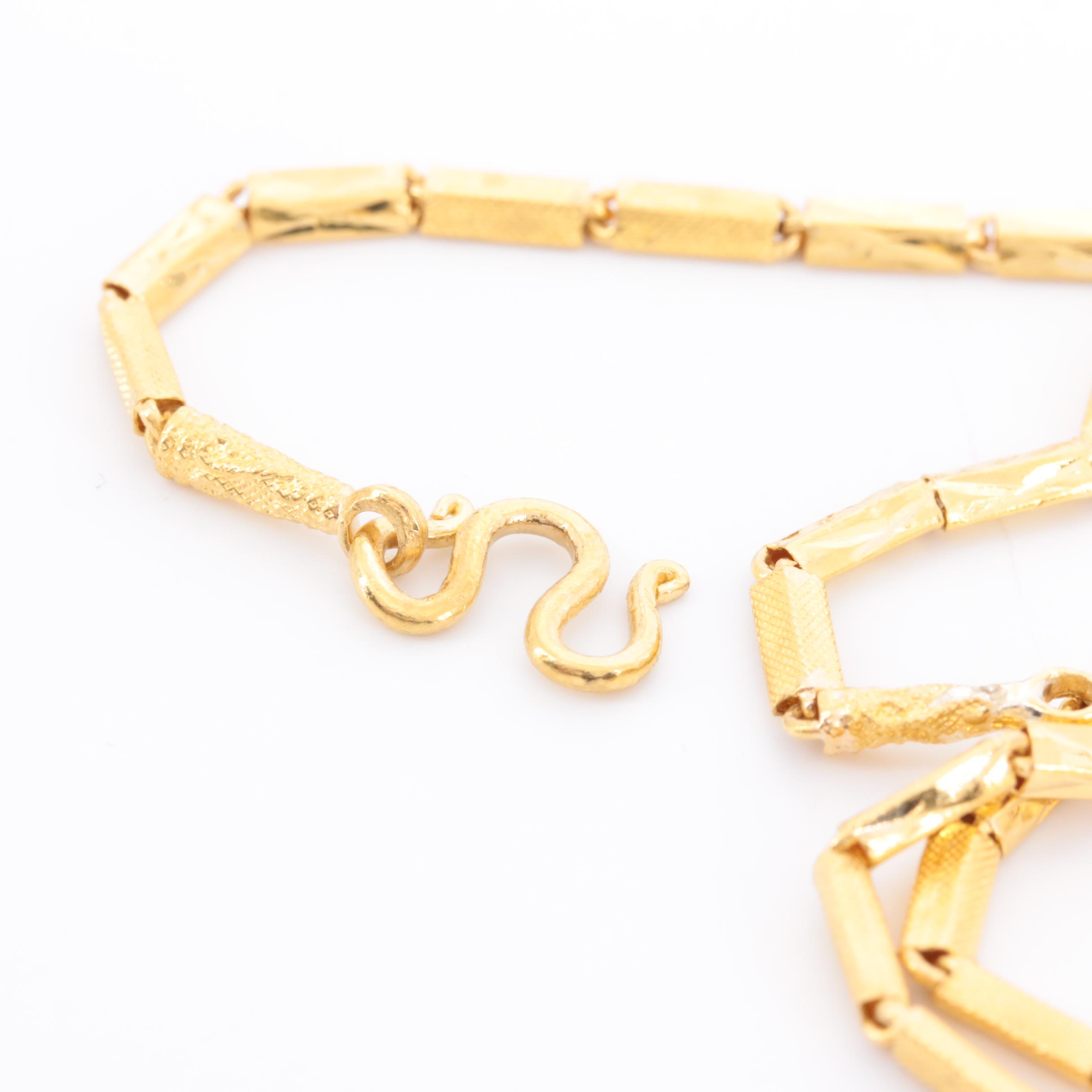 Chinese 18K and 22K Yellow Gold Blessings Pendant Necklace