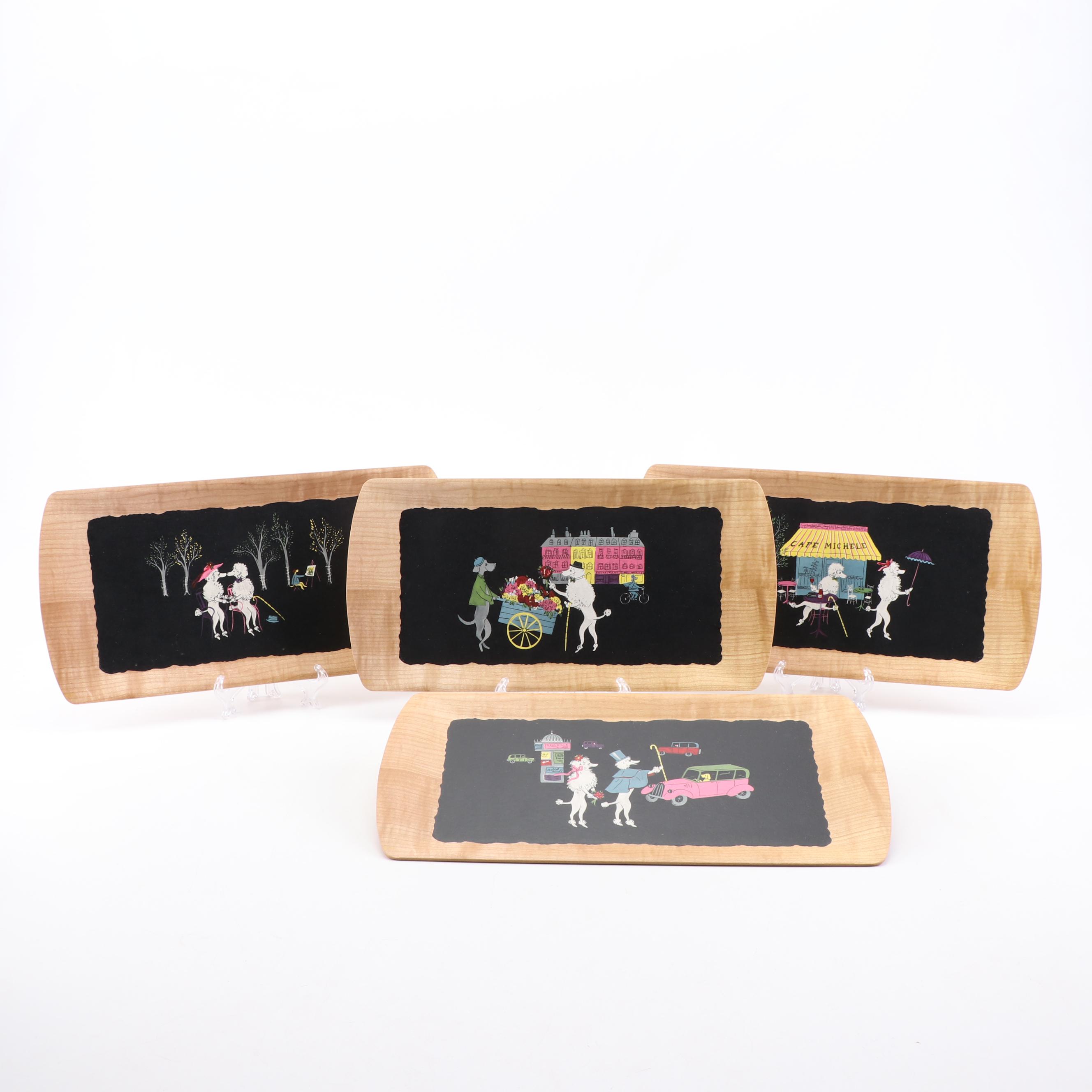 Fransiscan "Starburst" Earthenware Serveware and Kentley Buffet Trays, 1950s