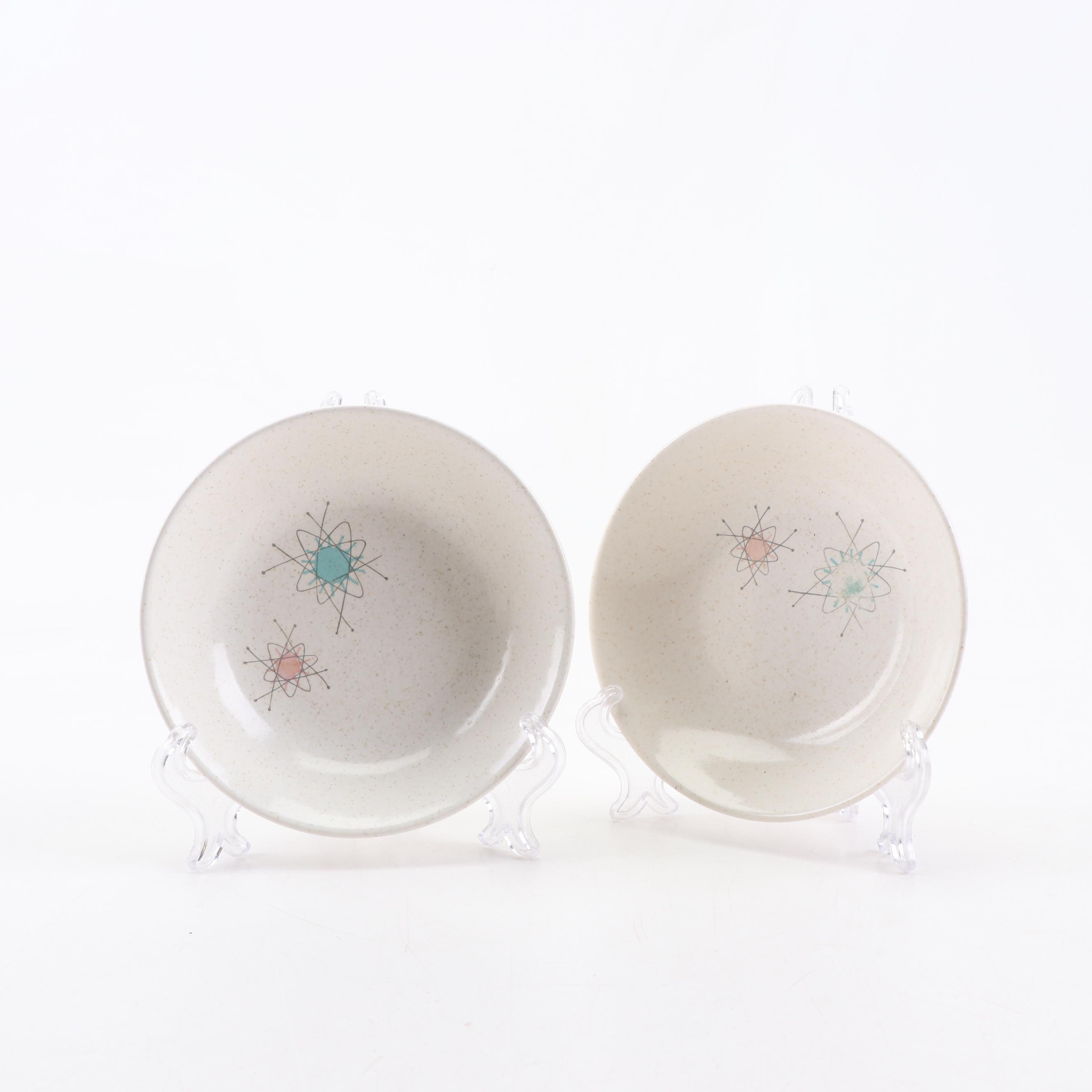 Fransiscan "Starburst" Earthenware Serveware and Kentley Buffet Trays, 1950s