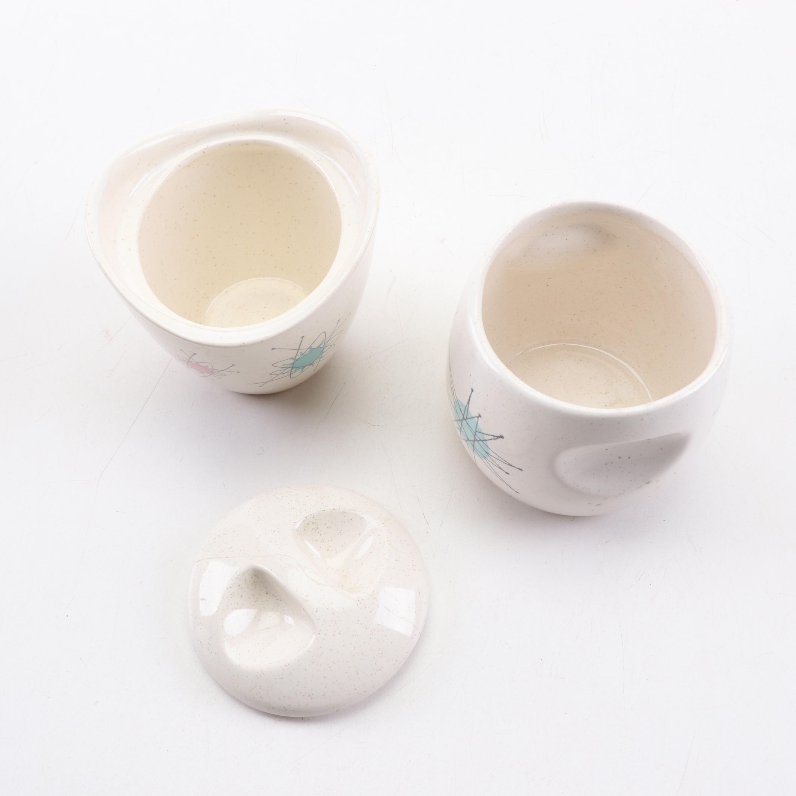 Fransiscan "Starburst" Earthenware Serveware and Kentley Buffet Trays, 1950s