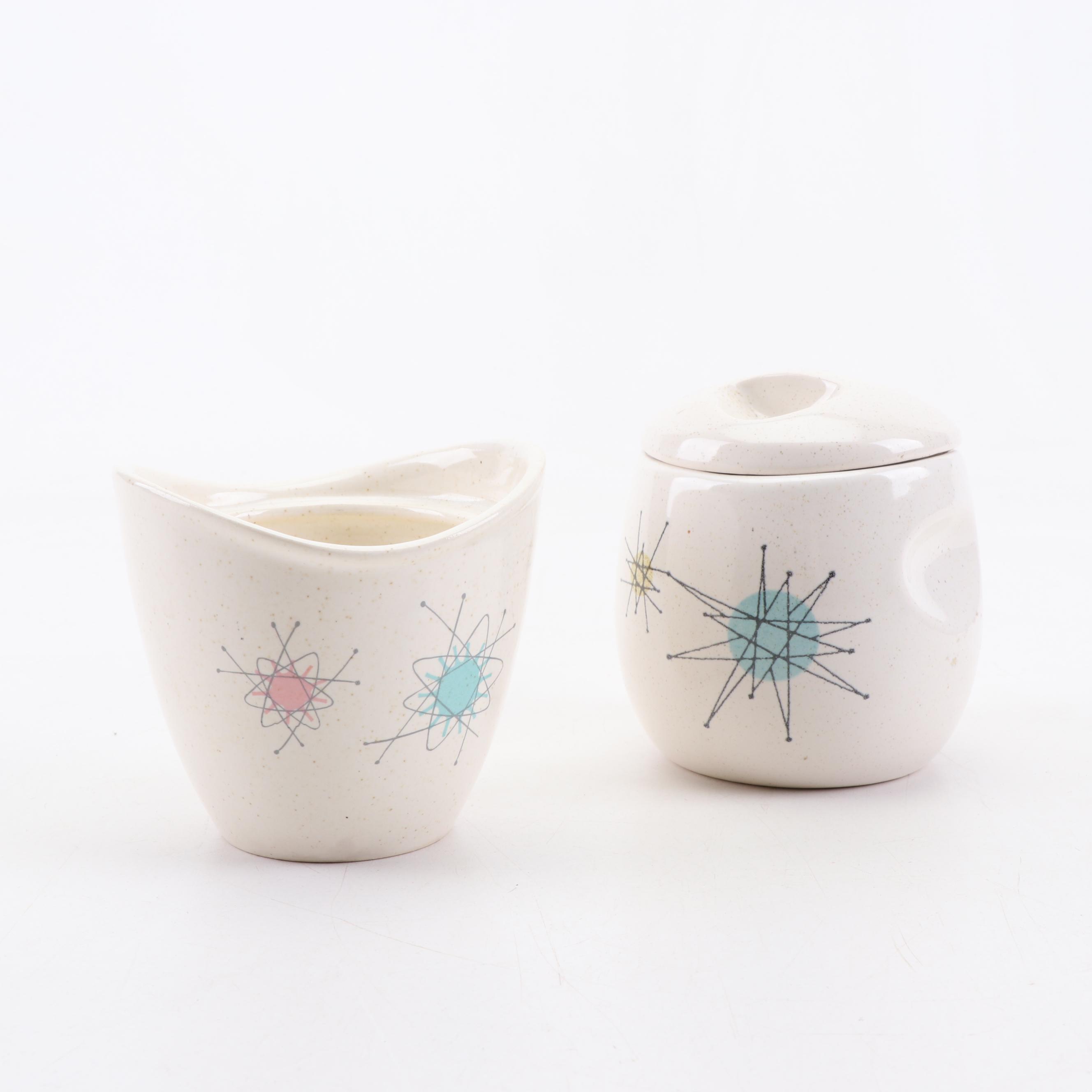 Fransiscan "Starburst" Earthenware Serveware and Kentley Buffet Trays, 1950s