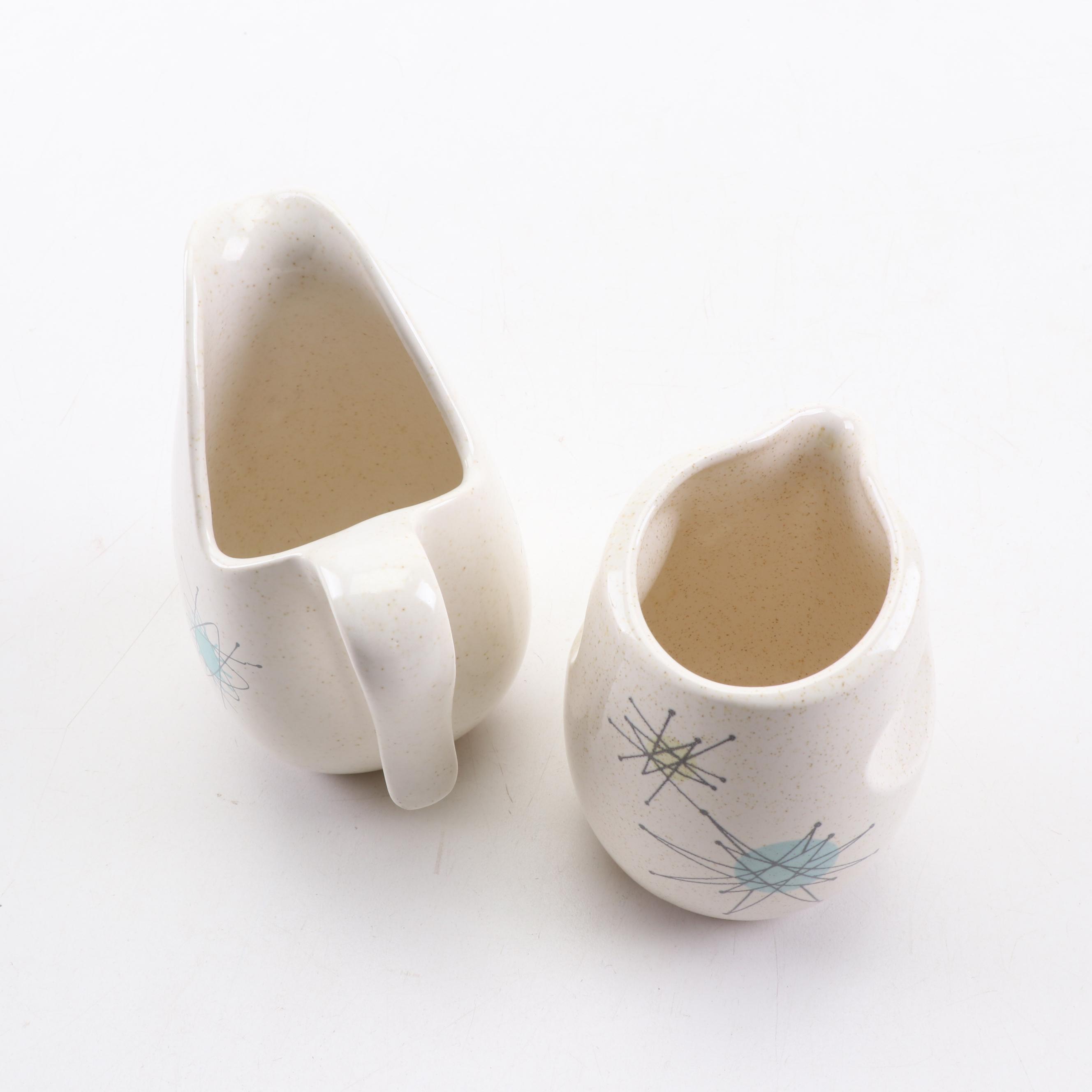 Fransiscan "Starburst" Earthenware Serveware and Kentley Buffet Trays, 1950s