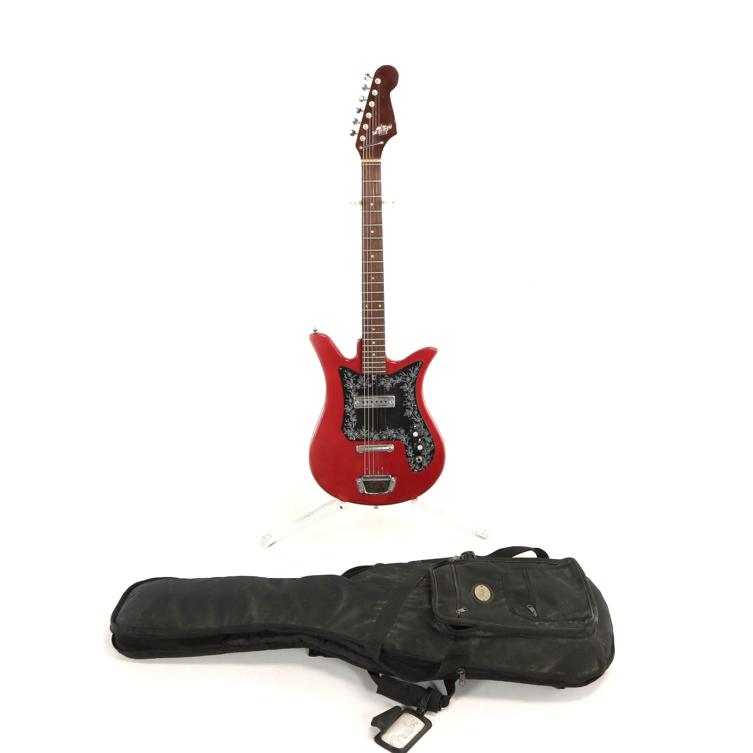 Teisco Del Ray E-110 Tulip Red Electric Guitar with Fender Soft Case, 1960s