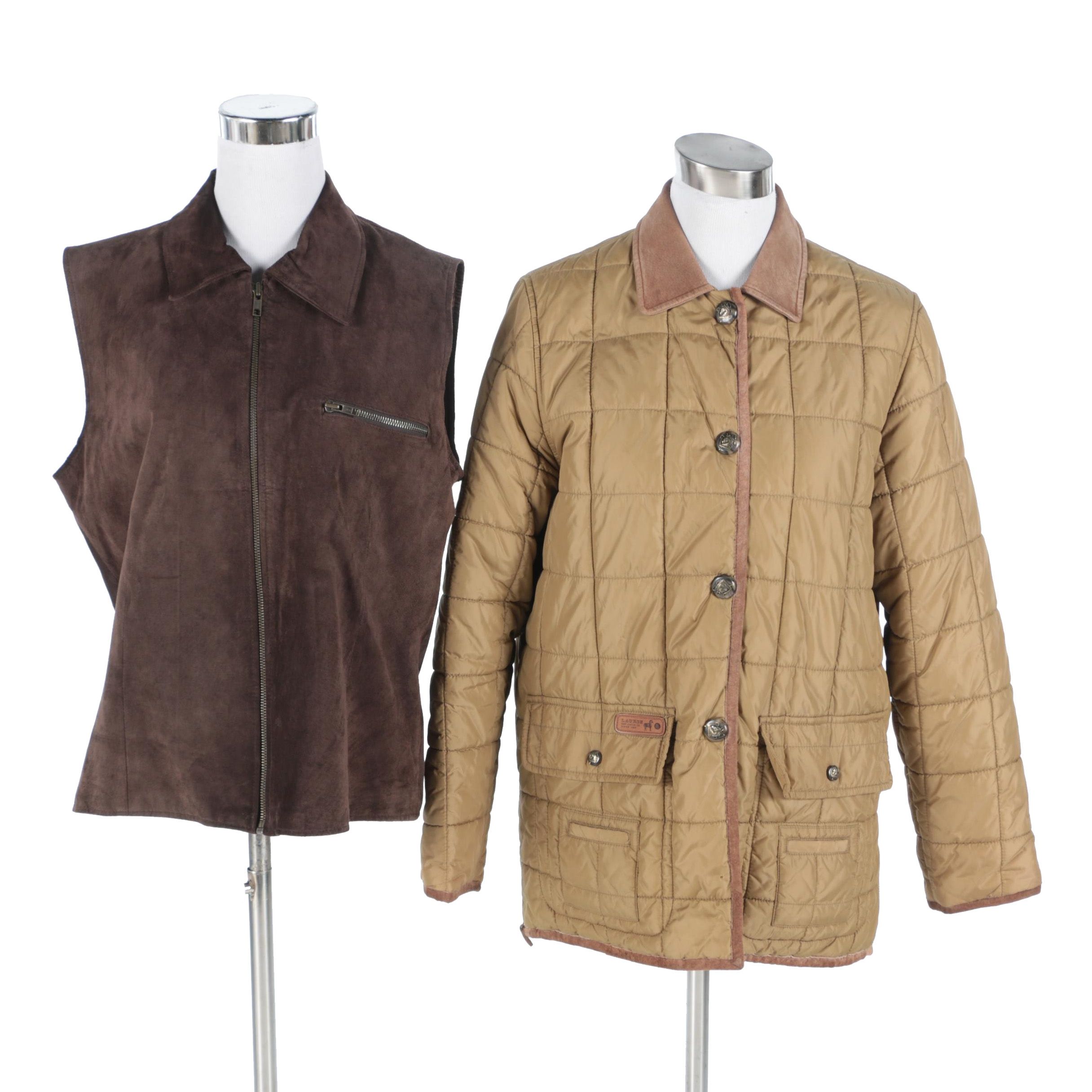Ralph Lauren Dry Goods Co. Equestrian Jacket and Hunt Club Brown Suede Vest