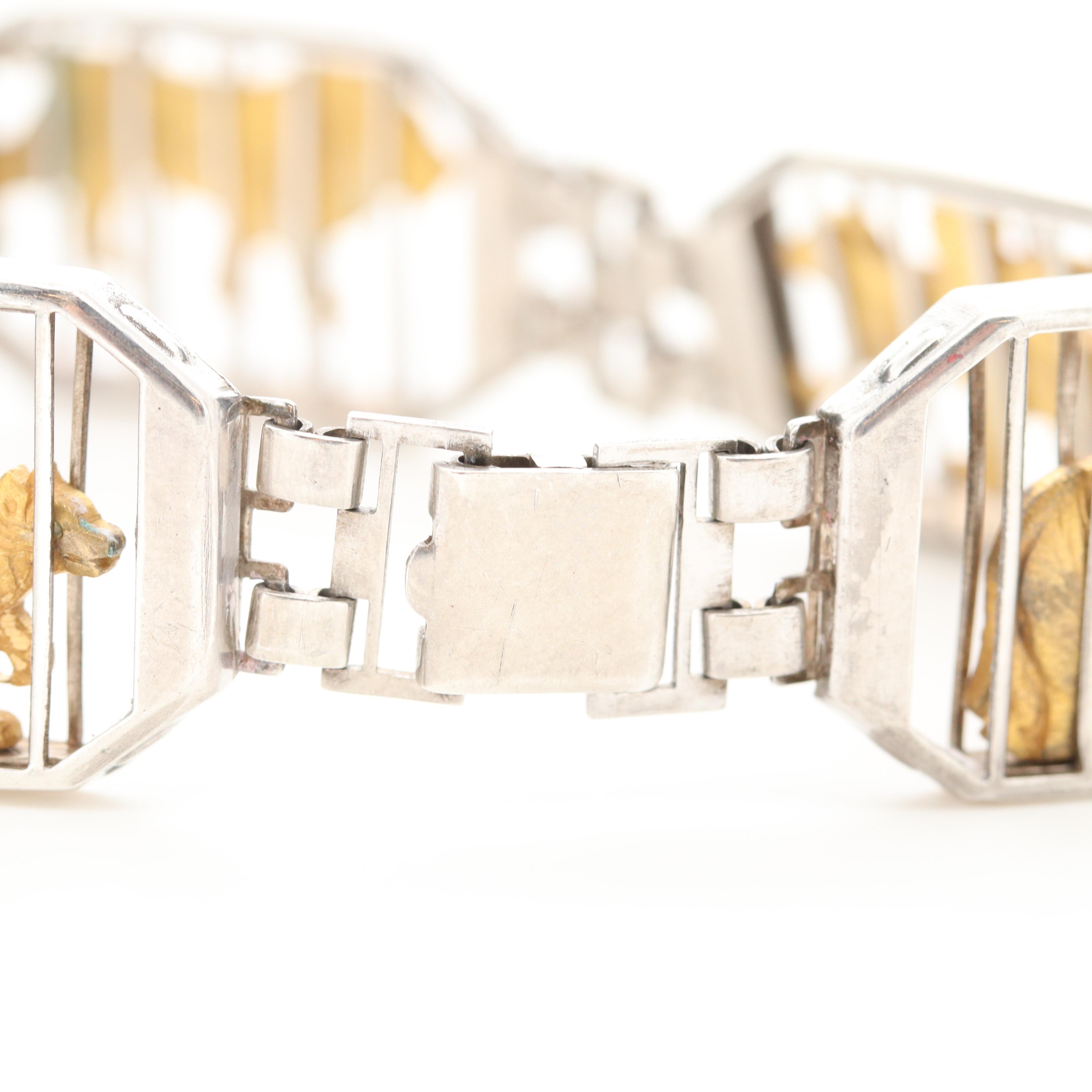 Vintage Robert Kiefer Sterling Silver Animal Circus Train Bracelet