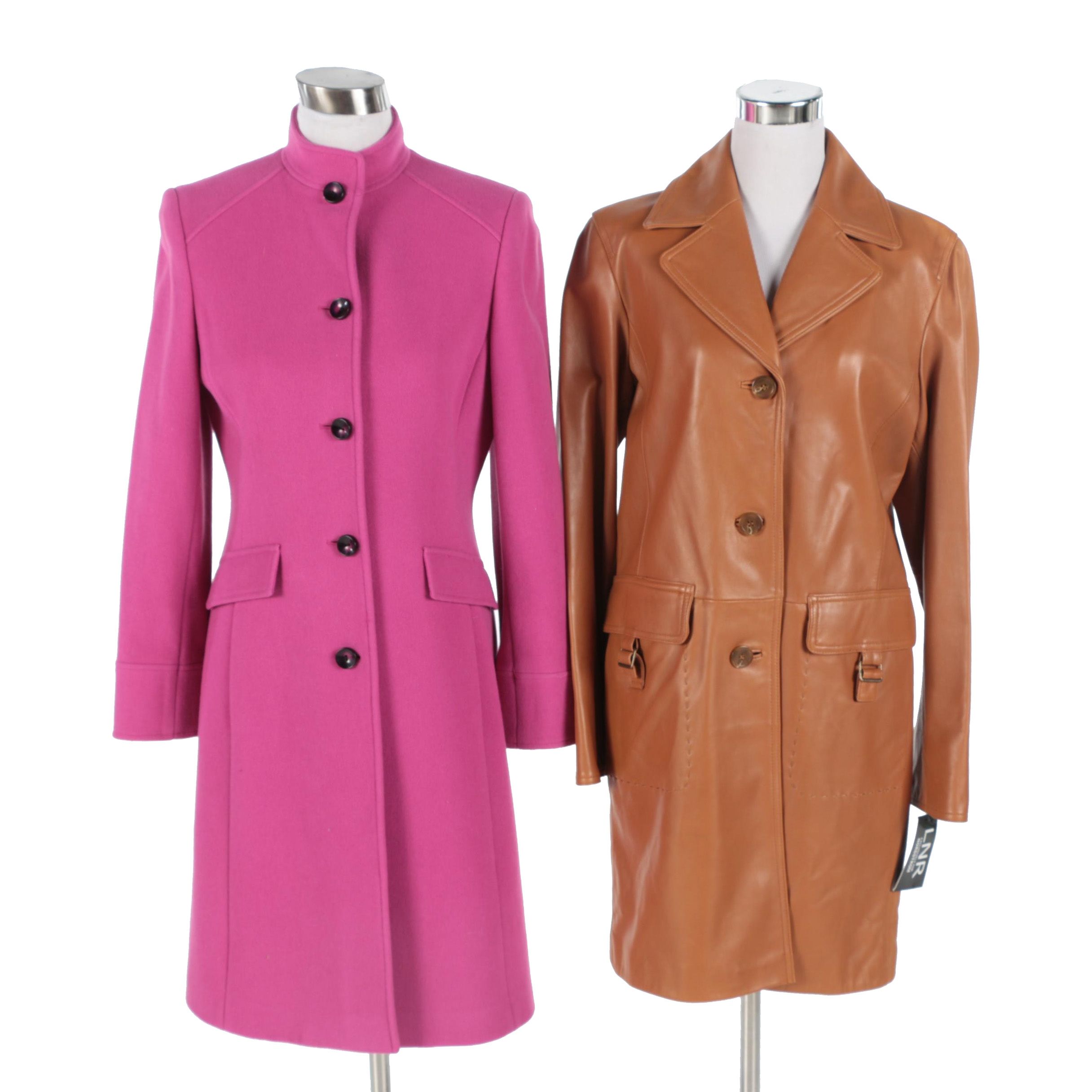 Antonio Melani Fuchsia Wool Coat and LNR for Nordstrom Tan Leather Coat