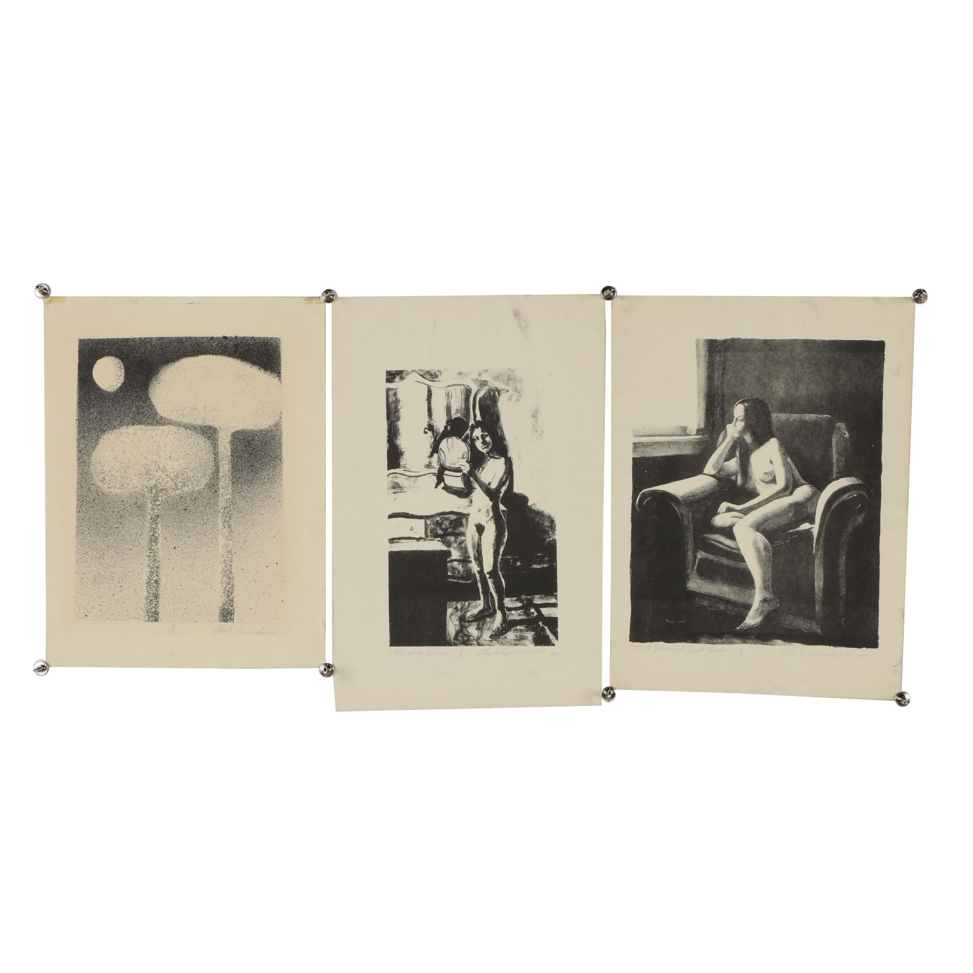 Niles Lewandowski 1970 Lithographs Including Depicting Merle Rosen