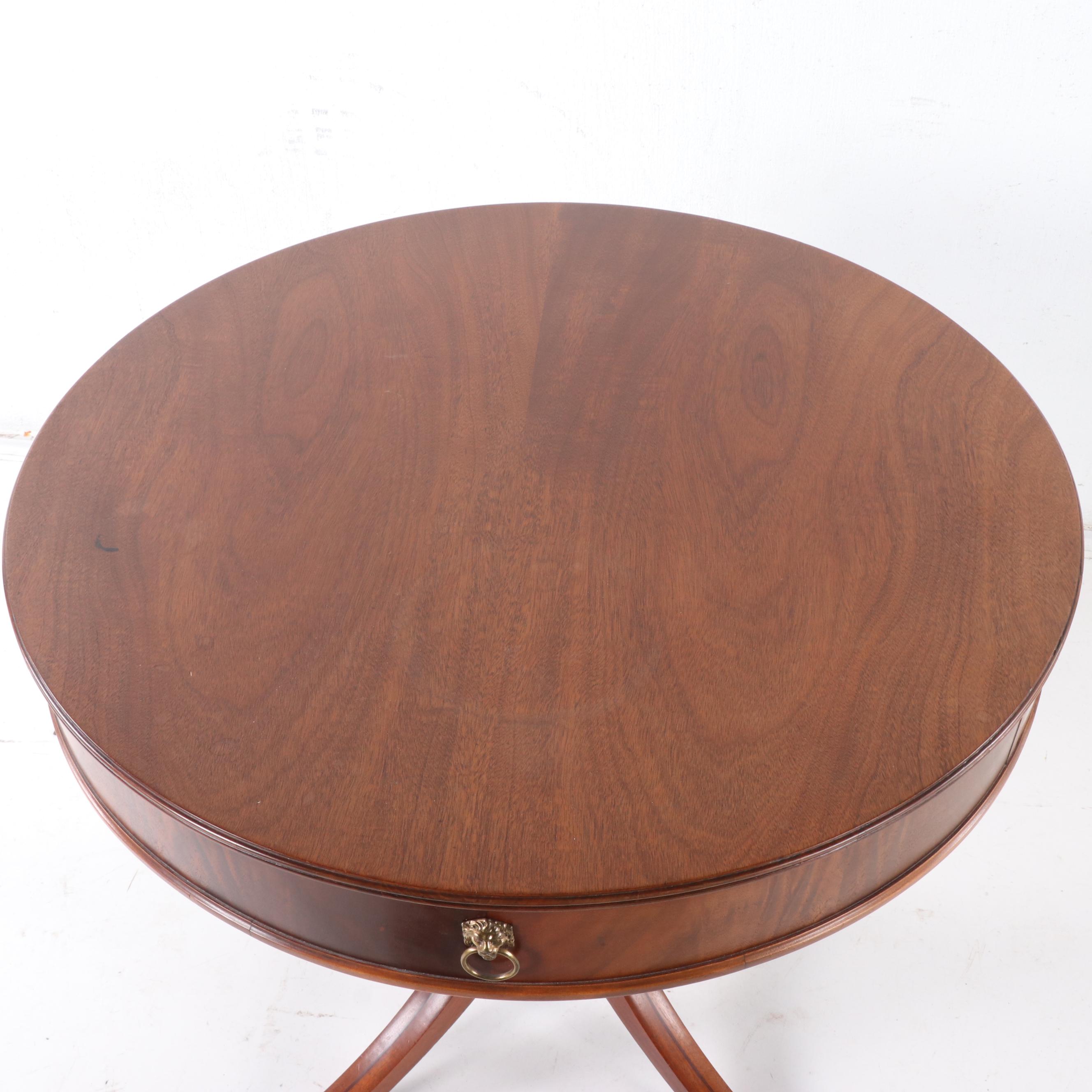 Duncan Phyfe Style Mahogany Center Drum Table by Imperial Grand Rapids, Mich