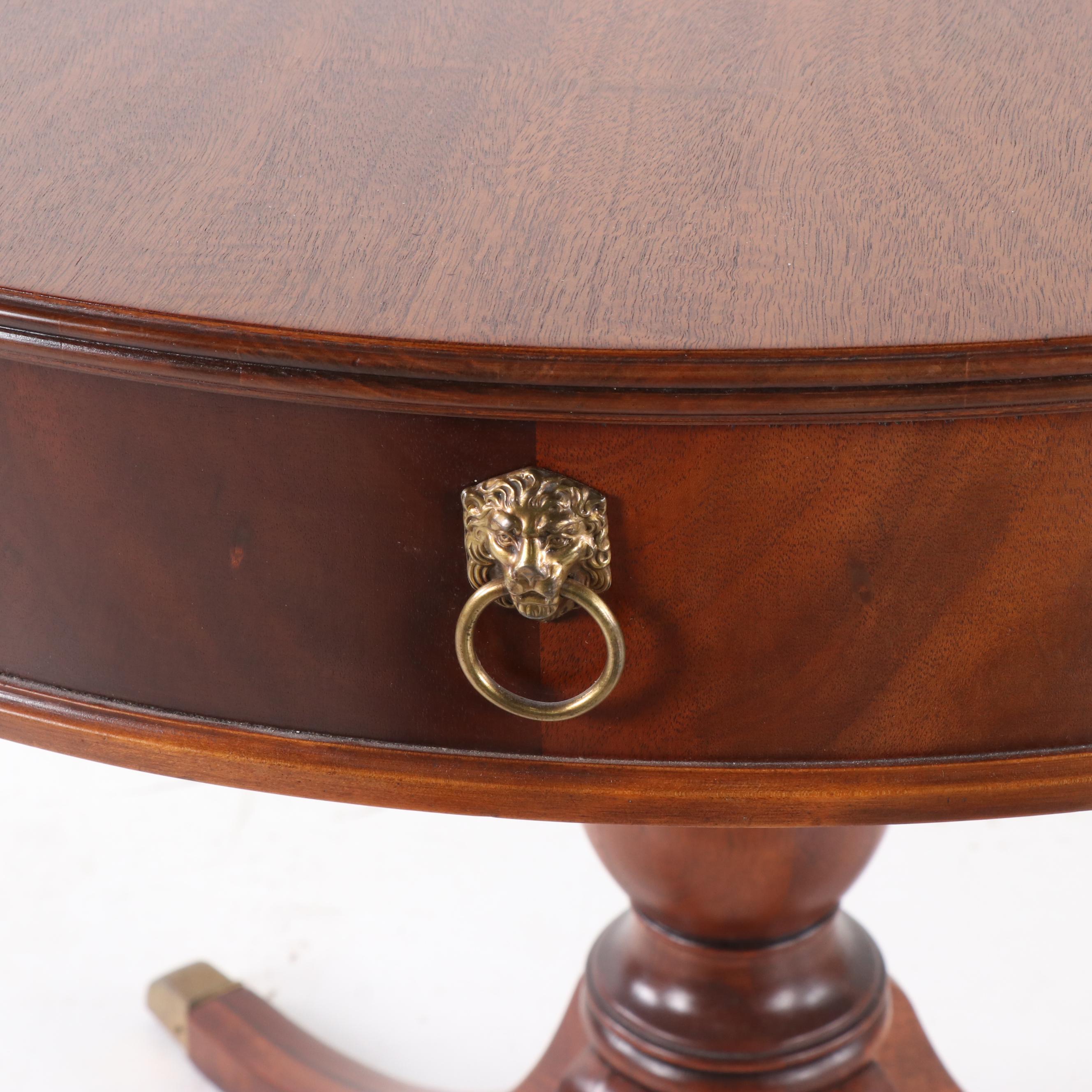 Duncan Phyfe Style Mahogany Center Drum Table by Imperial Grand Rapids, Mich