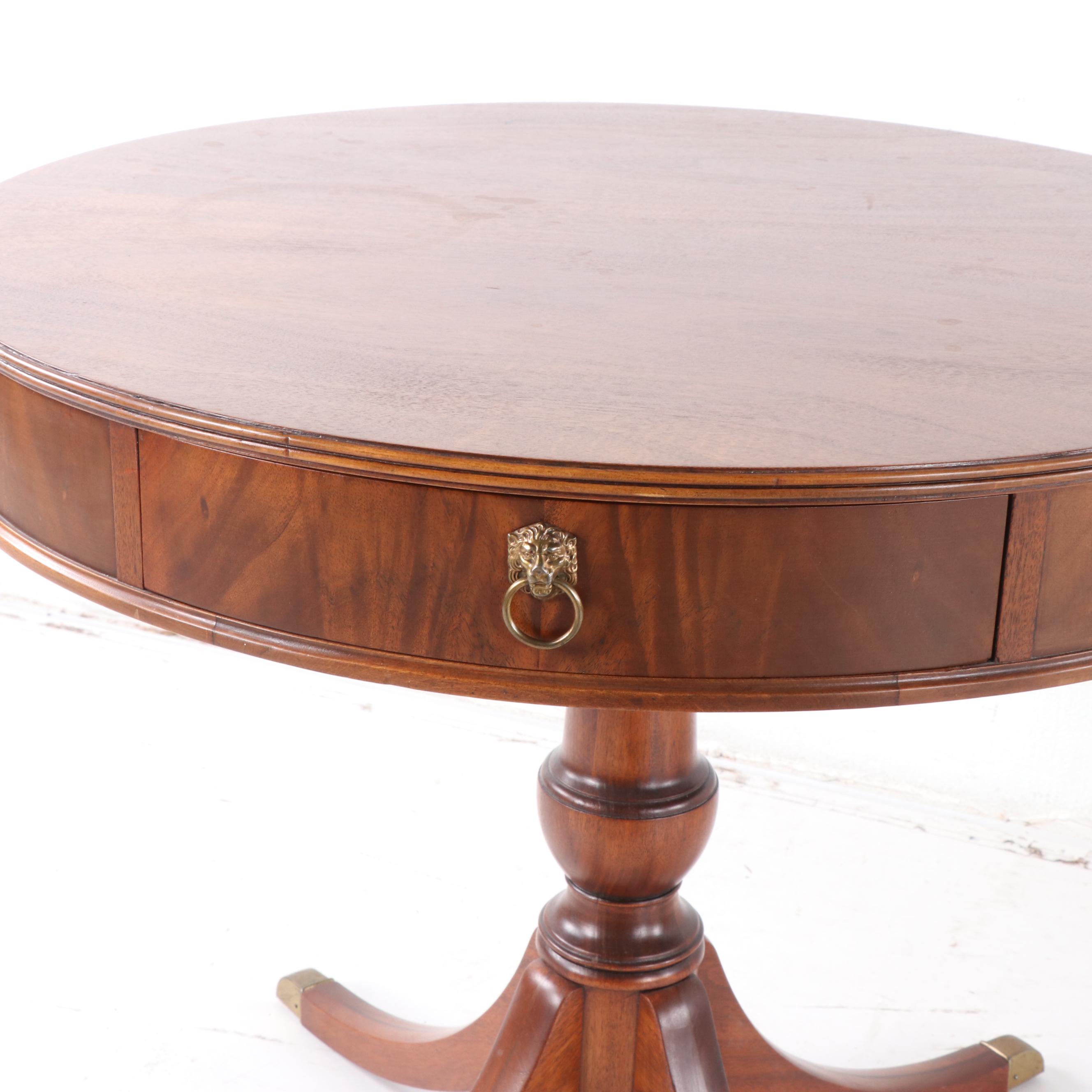 Duncan Phyfe Style Mahogany Center Drum Table by Imperial Grand Rapids, Mich