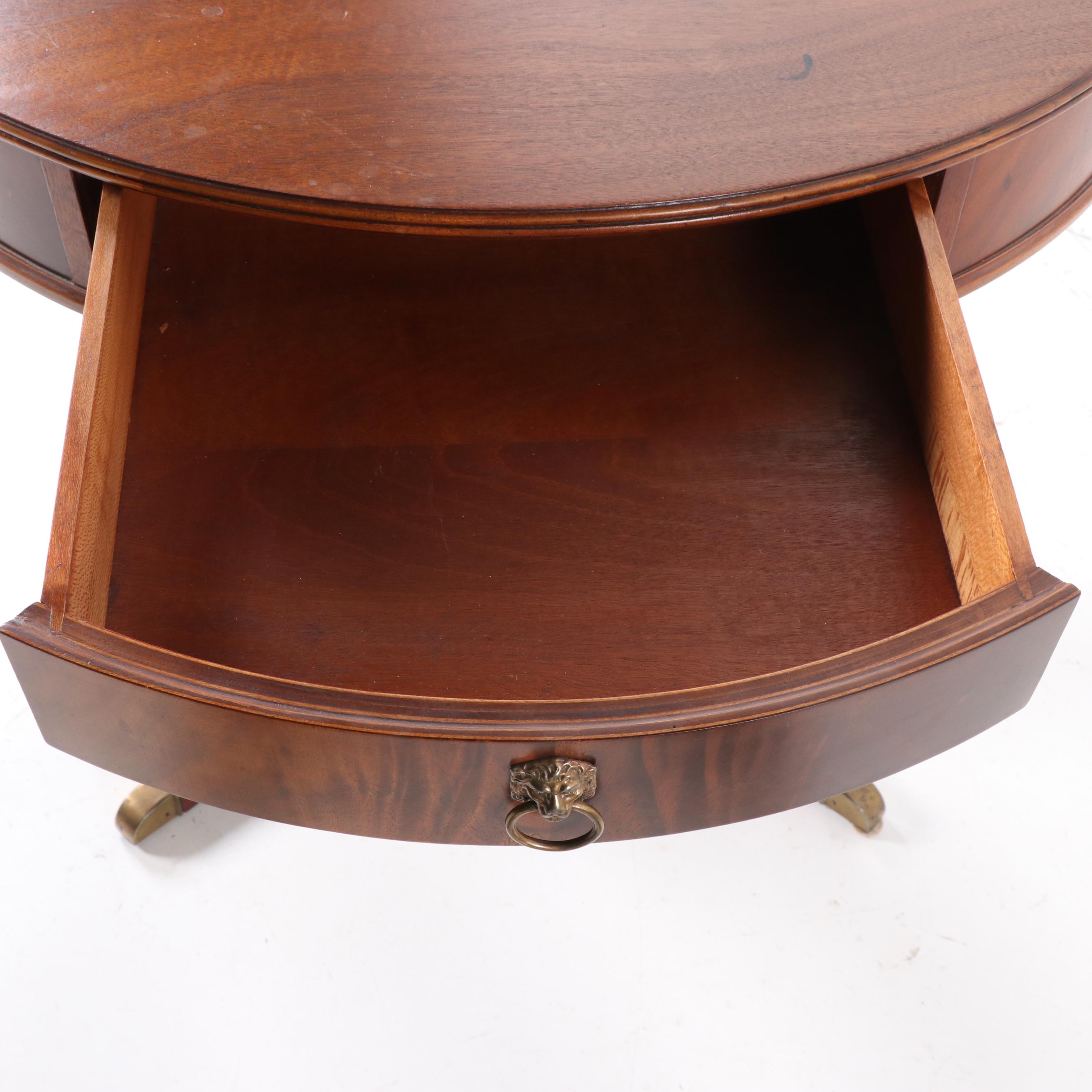 Duncan Phyfe Style Mahogany Center Drum Table by Imperial Grand Rapids, Mich