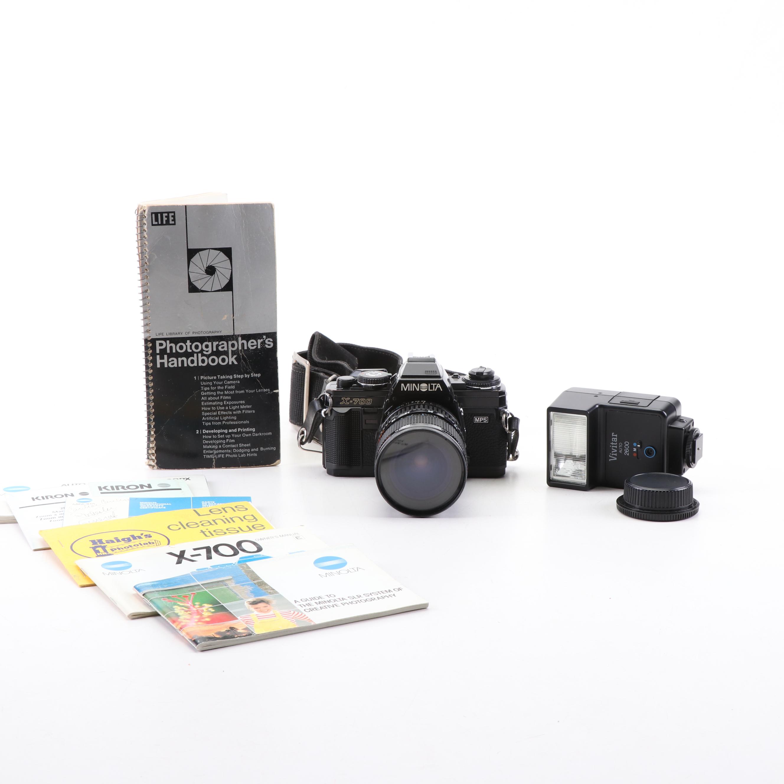 Minolta X-700 SLR Camera with Case