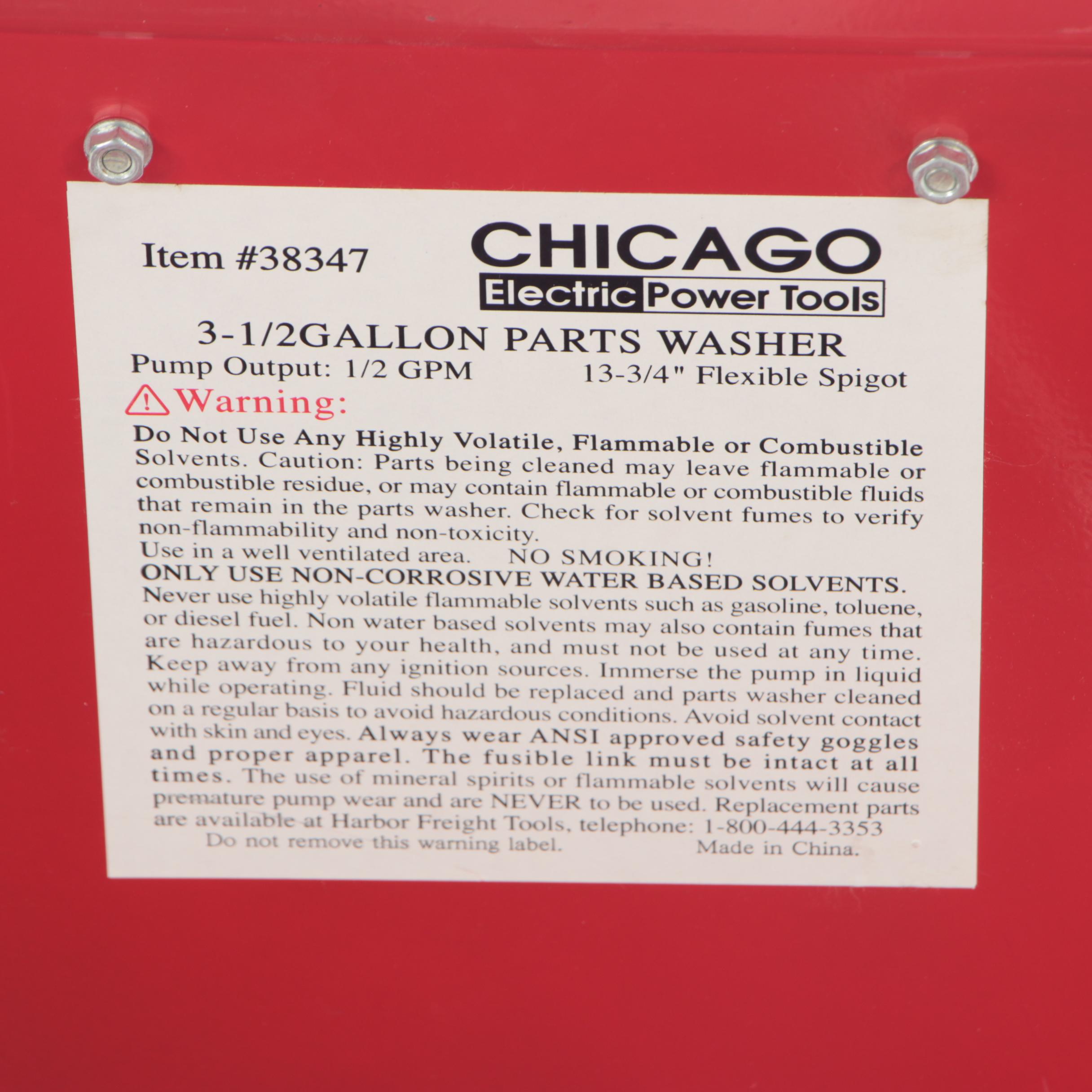 Chicago Electric Power Parts Washer and Tools