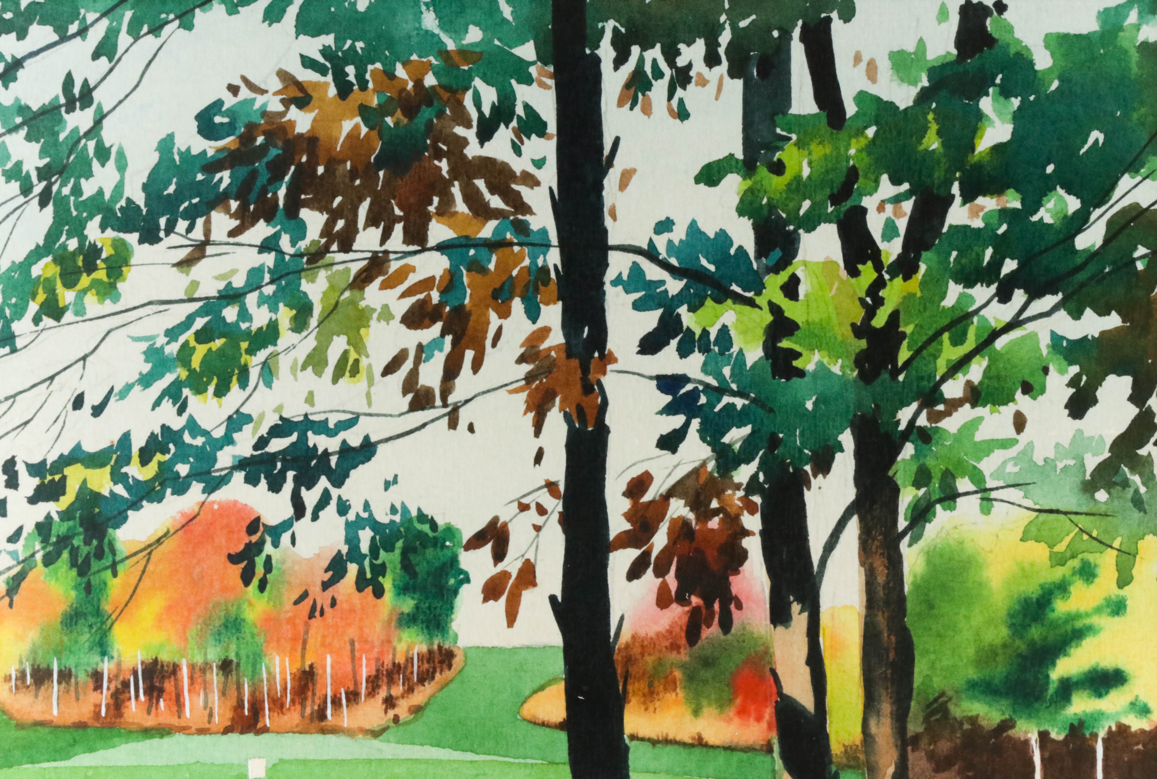 Leland S. McClelland Golf Course Landscape Watercolor Painting