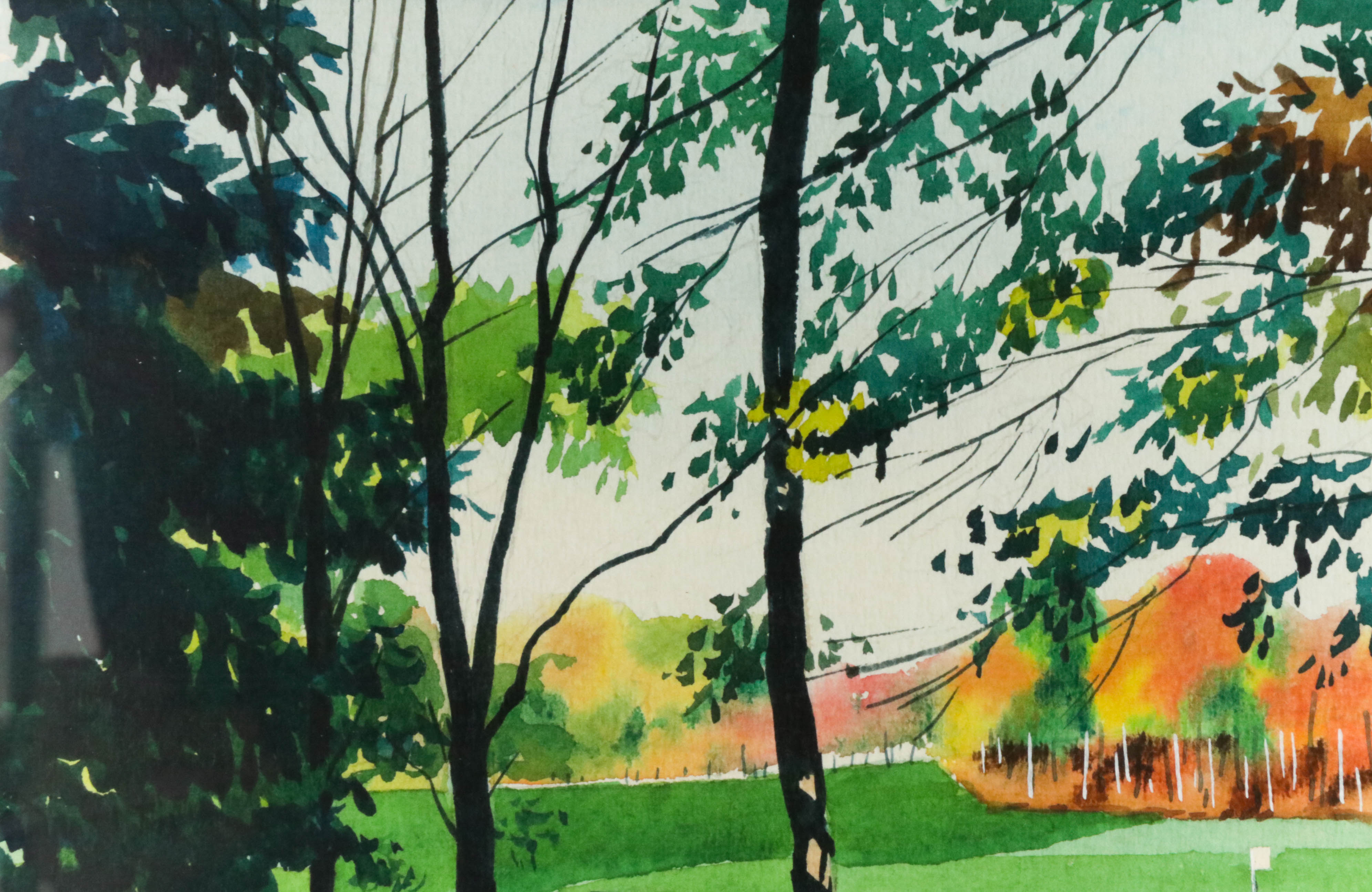 Leland S. McClelland Golf Course Landscape Watercolor Painting