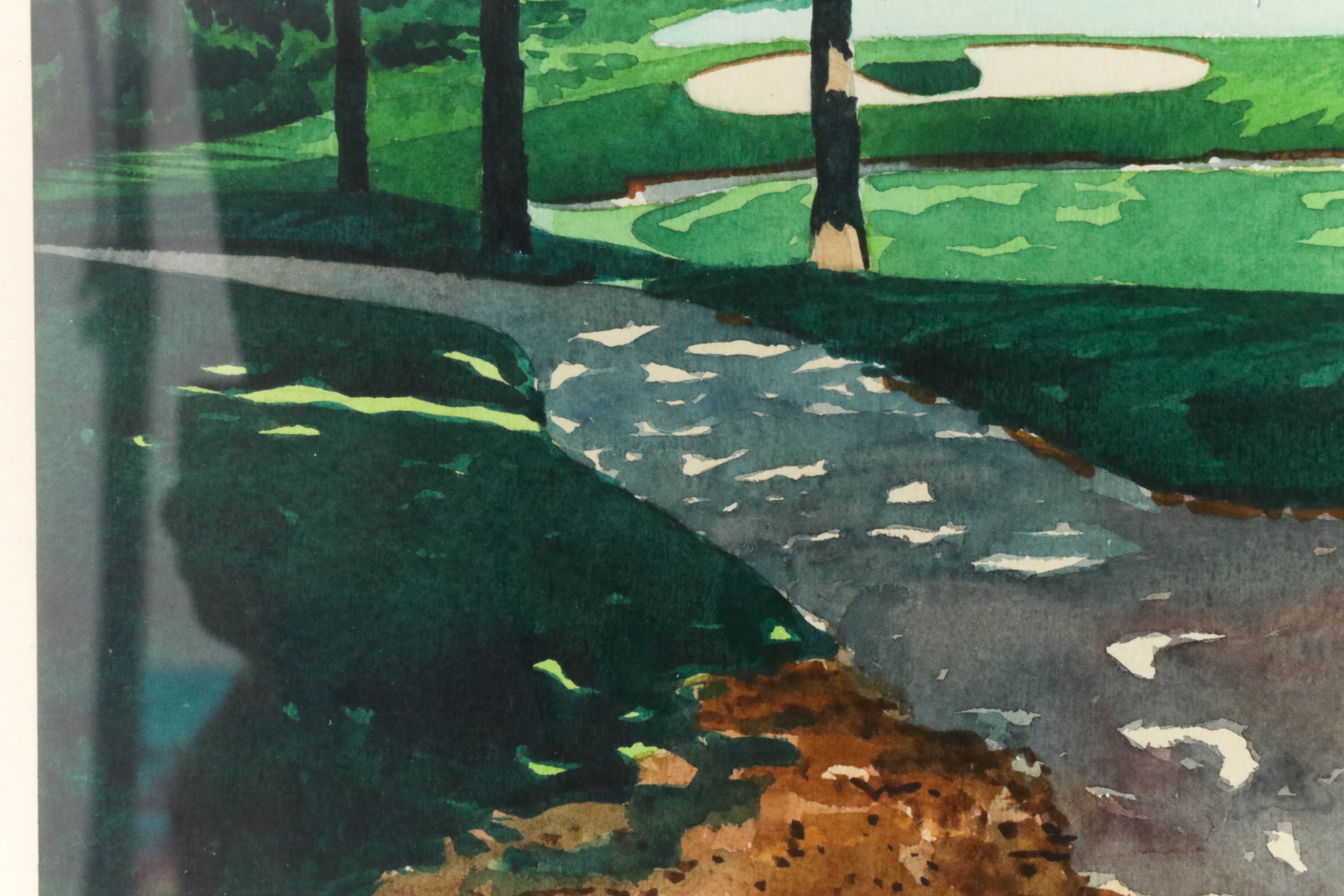 Leland S. McClelland Golf Course Landscape Watercolor Painting