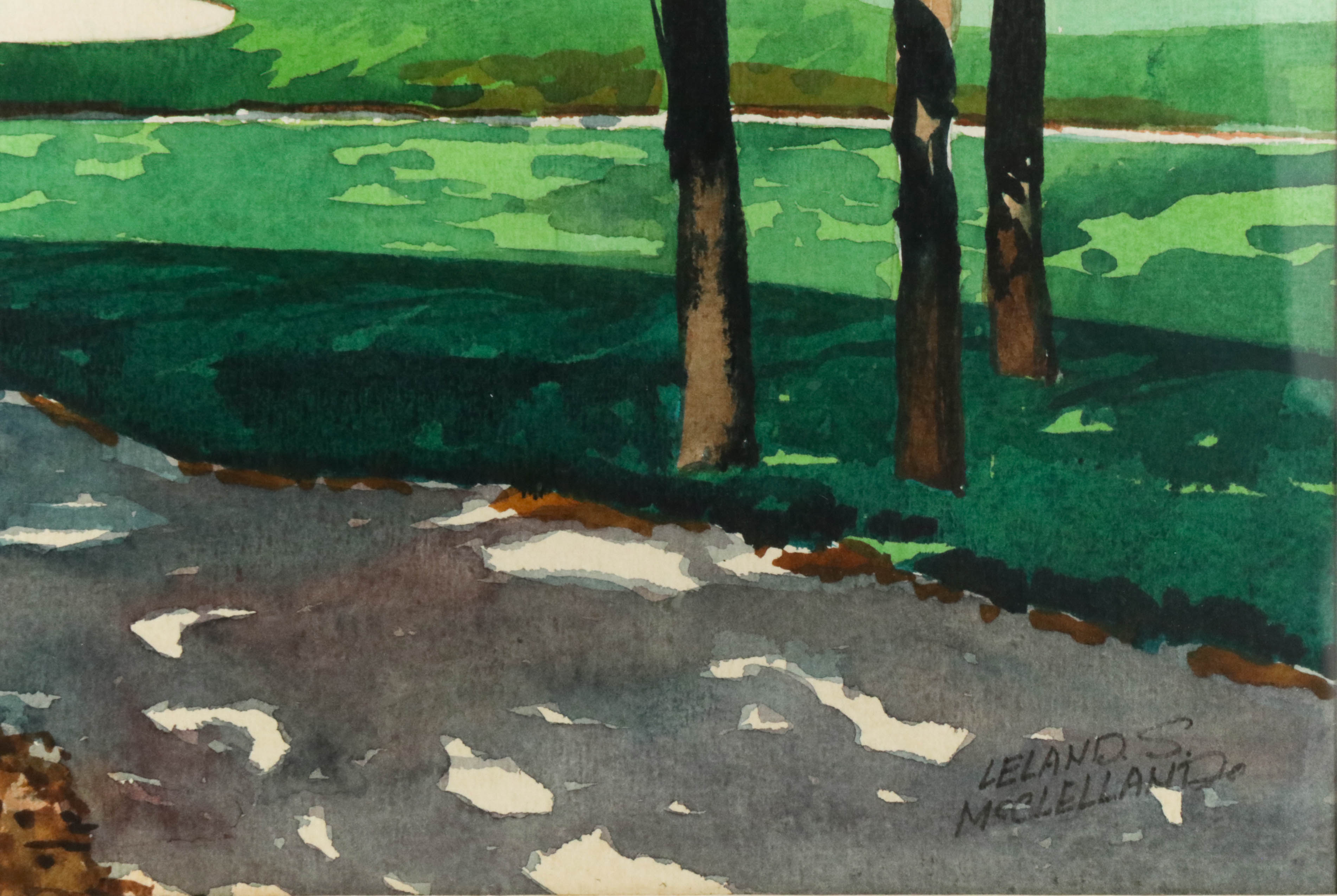 Leland S. McClelland Golf Course Landscape Watercolor Painting