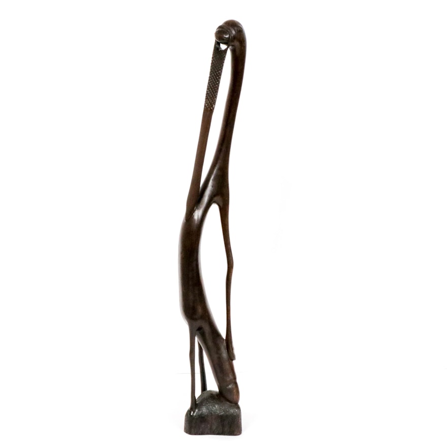 Abstract Figural Carved Wood Sculpture