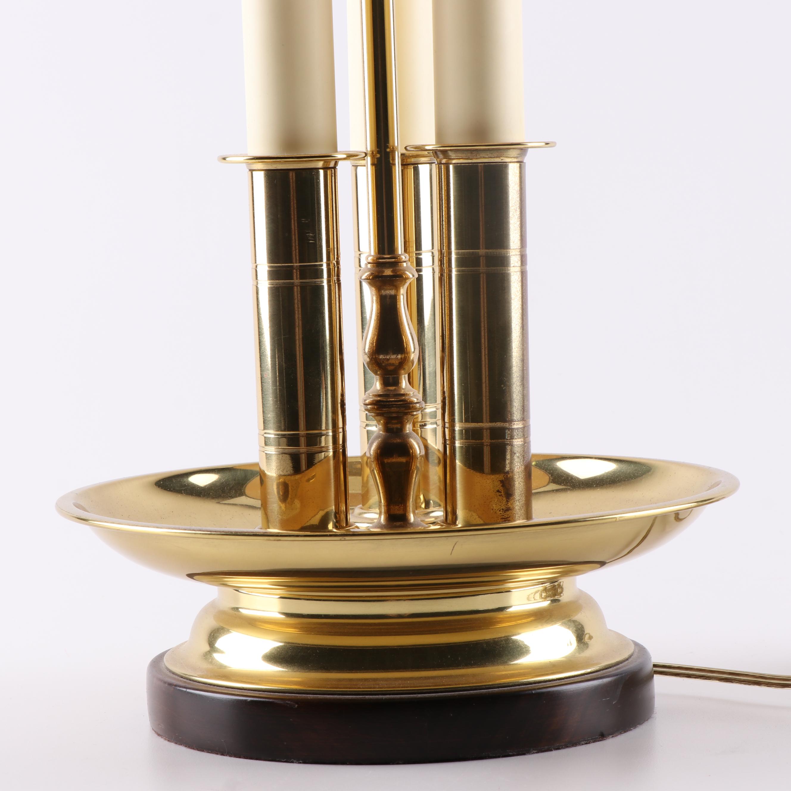 Frederick Cooper Brass Bouillotte Triple Candlestick Table Lamp