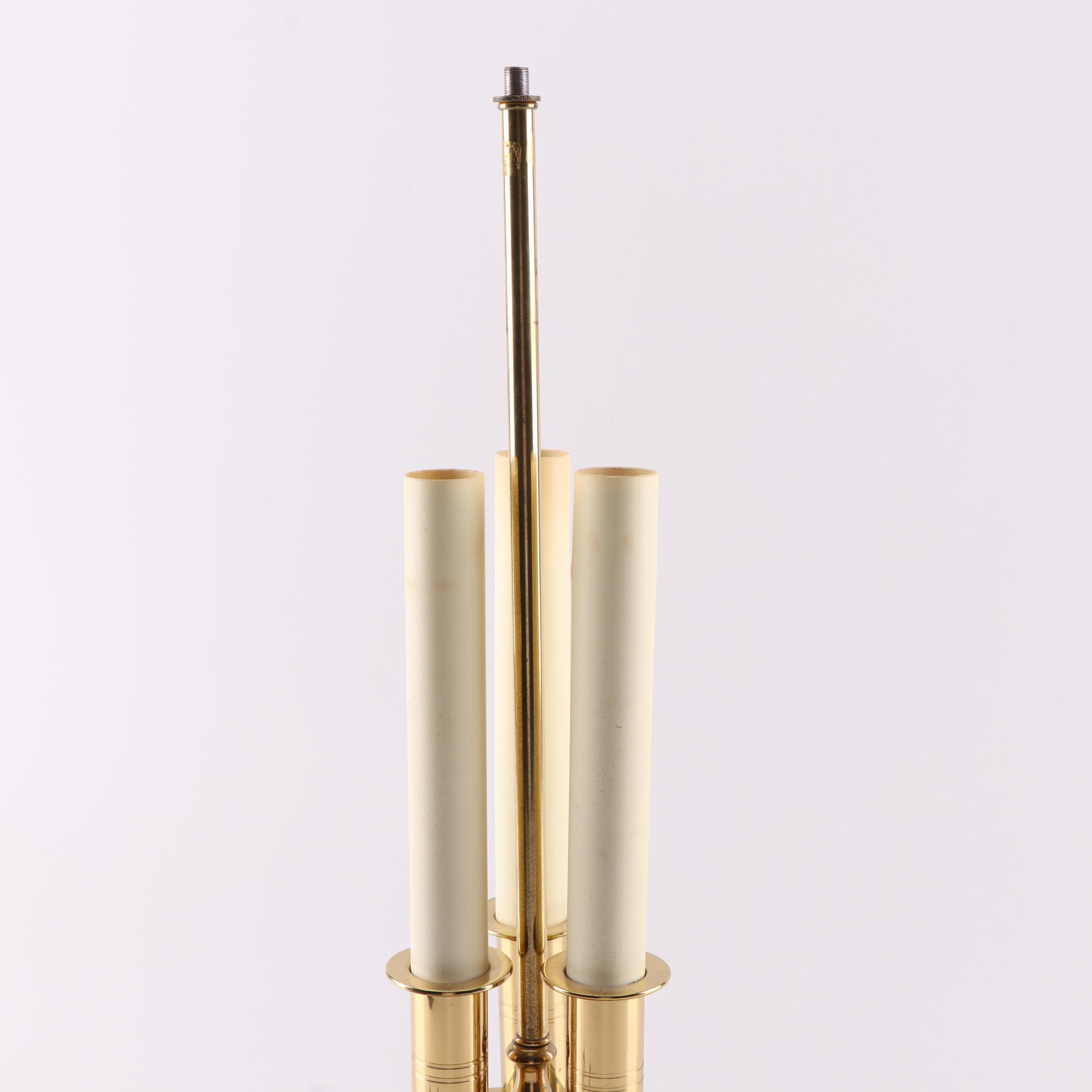 Frederick Cooper Brass Bouillotte Triple Candlestick Table Lamp
