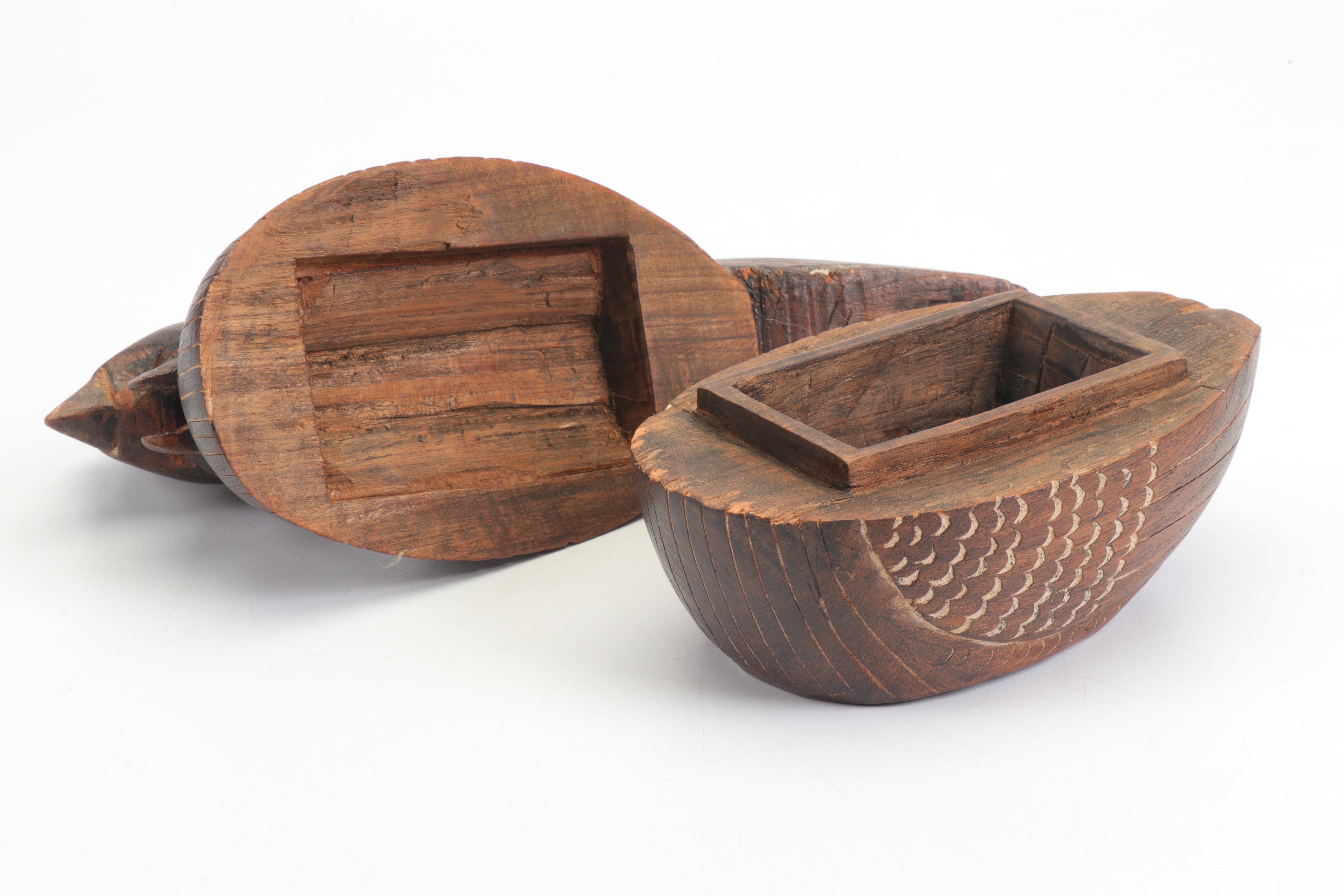 Carved Wooden Rooster Box