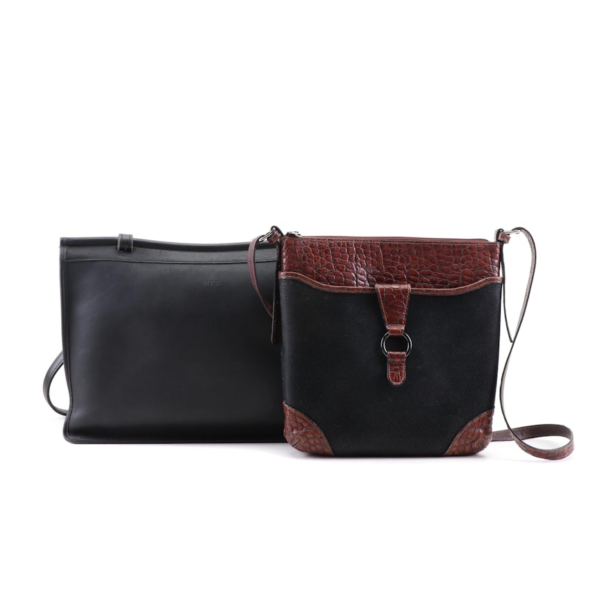 Jack Georges Black Leather Shoulder Bags