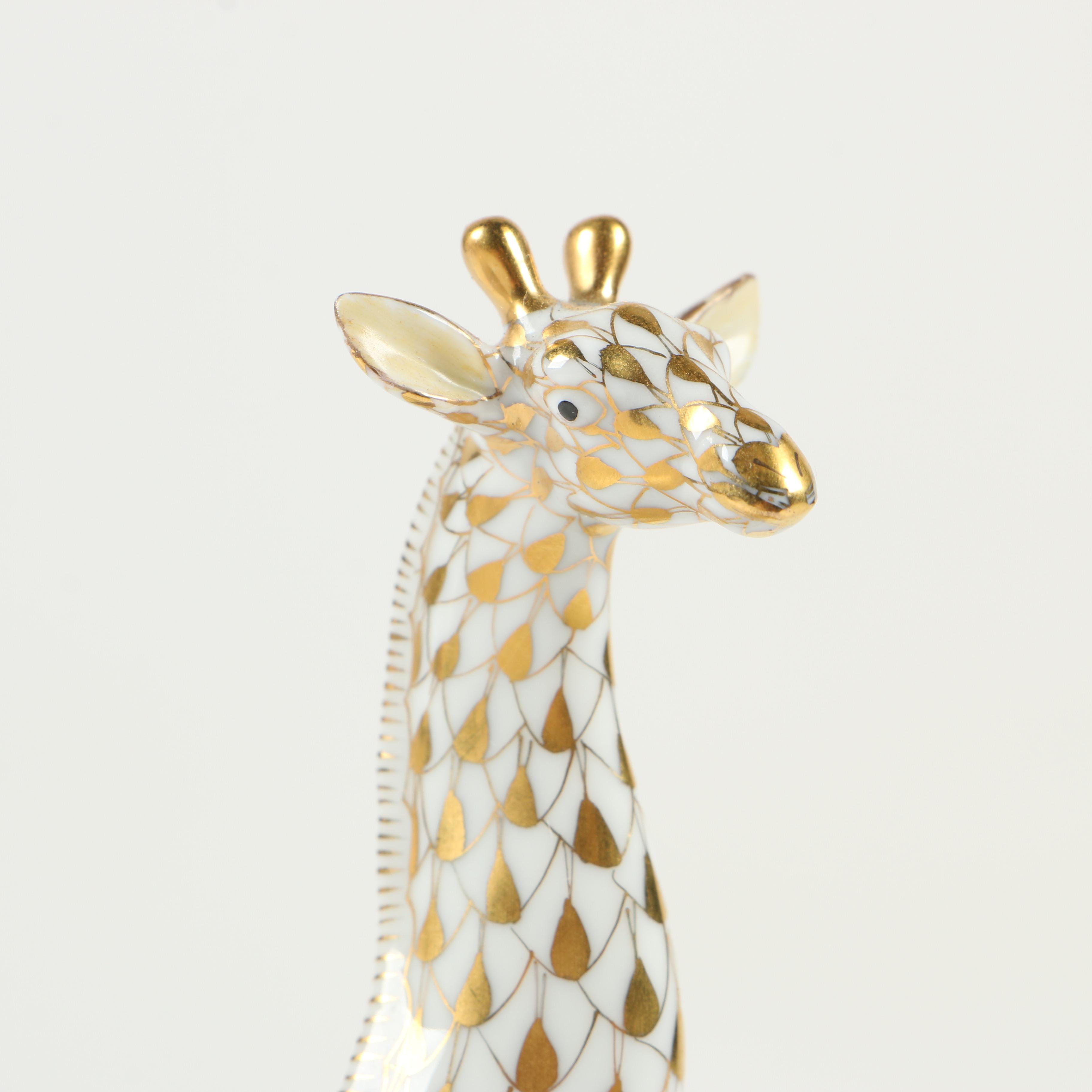 Herend Guild Gold Fishnet "Baby Giraffe" Porcelain Figurine, May 1999