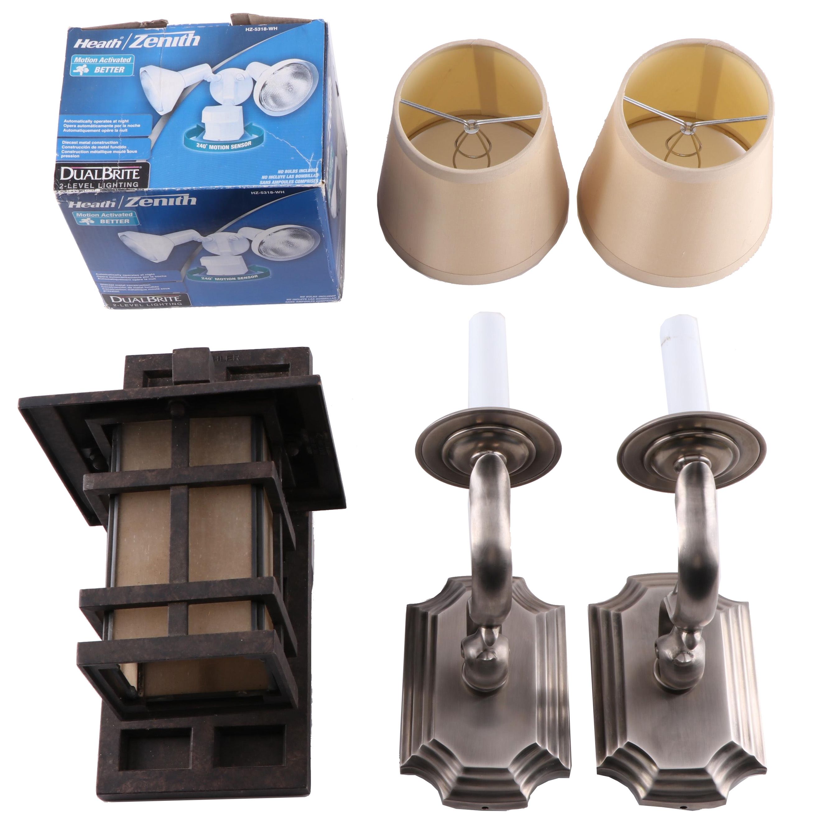 Indoor and Outdoor Wall Sconces with Motion Sensor Lights Including Kichler