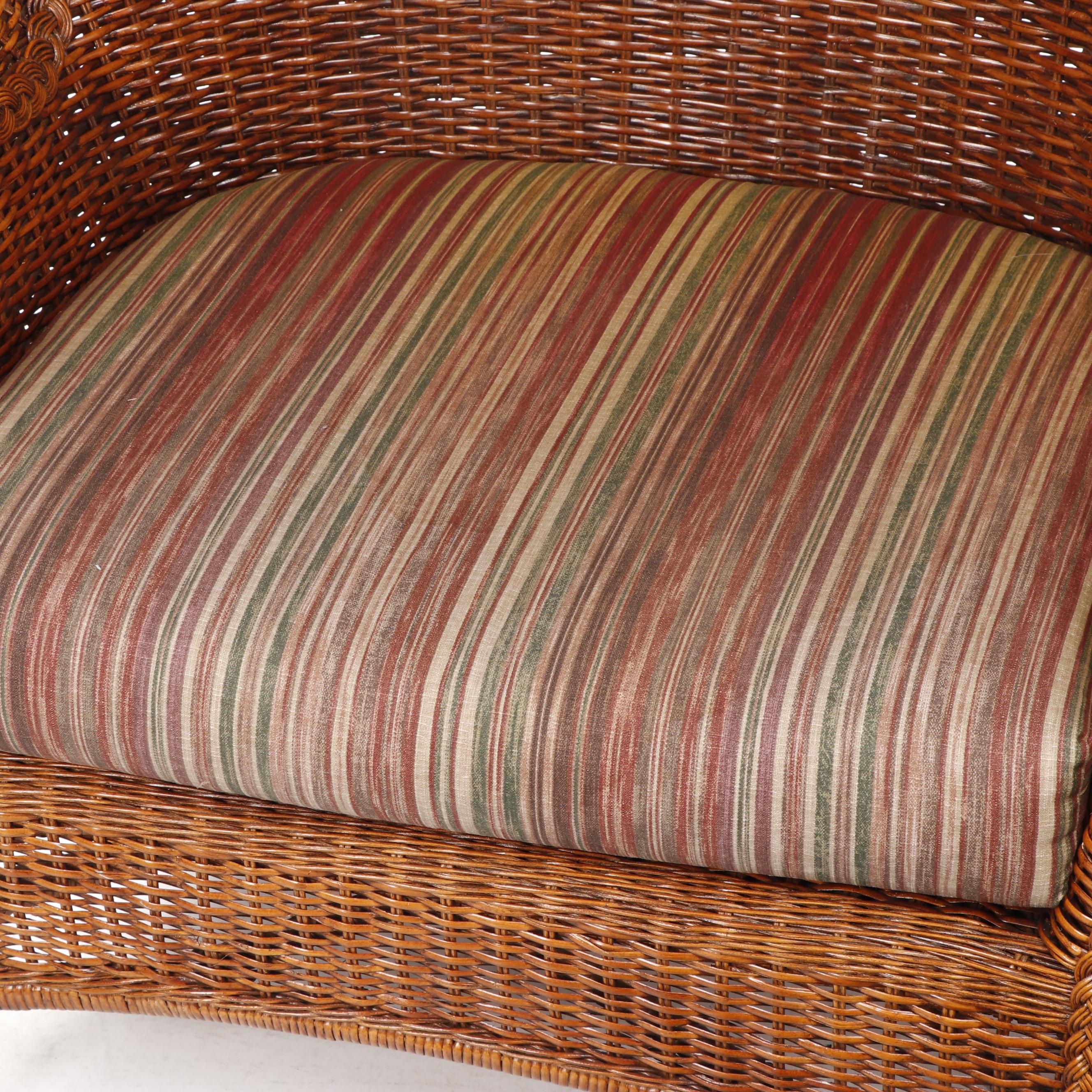 Pier 1 Oversized Woven Wicker Patio Chairs with Ottoman, Late 20th Century