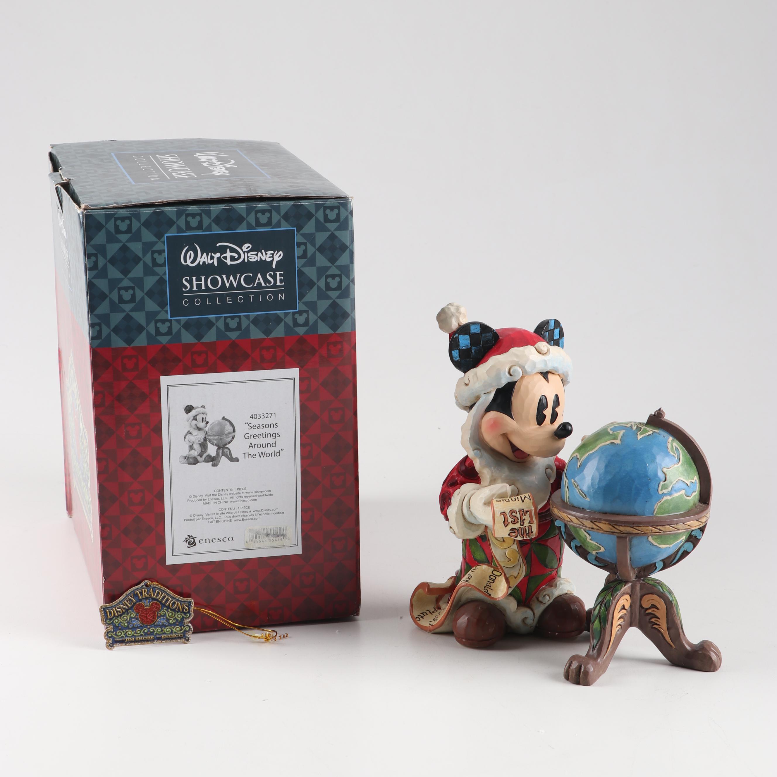 Disney Mickey Mouse Santa "Seasons Greetings Around The World" Figurine