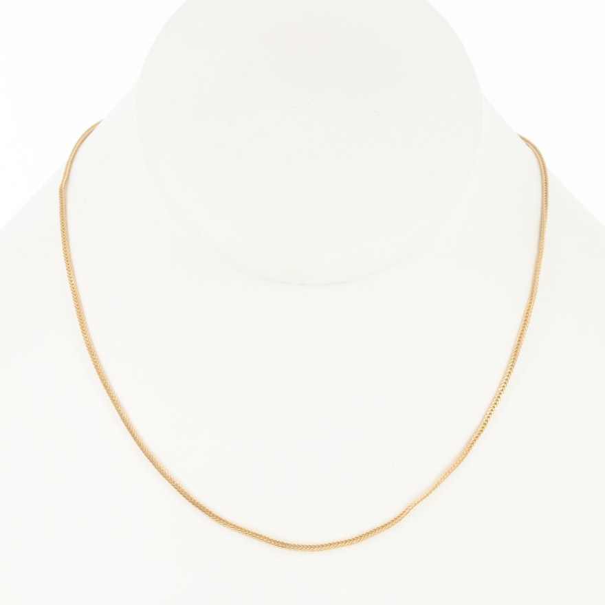 14K Yellow Gold Wheat Chain Link Necklace