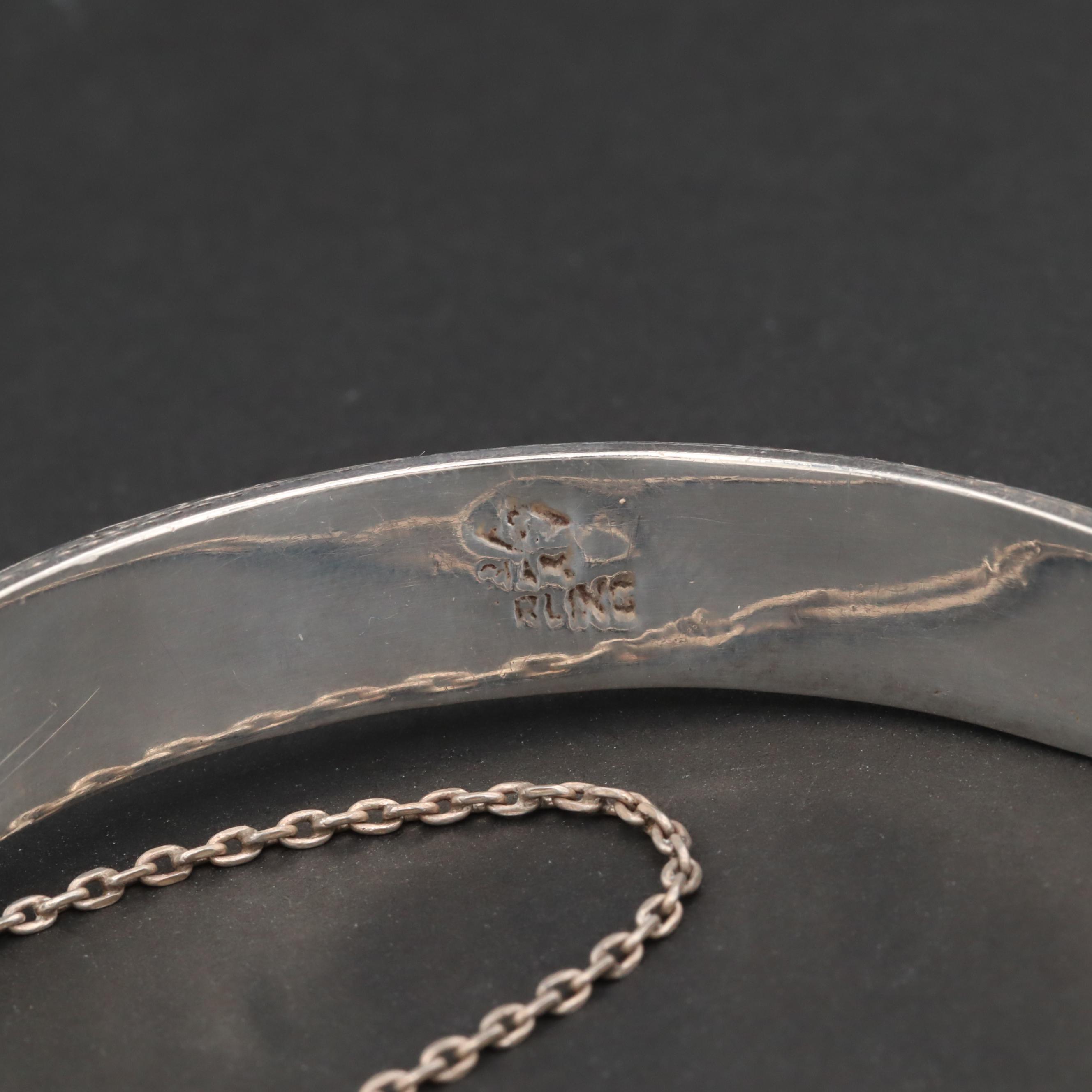 Engraved Sterling Silver Bangle Bracelet