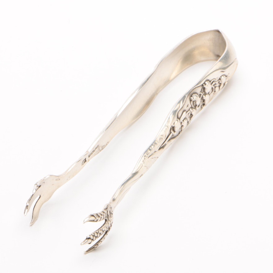 Whiting Mfg. Co. "Lily of the Valley" Sterling Silver Sugar Tongs, Late 19th C.