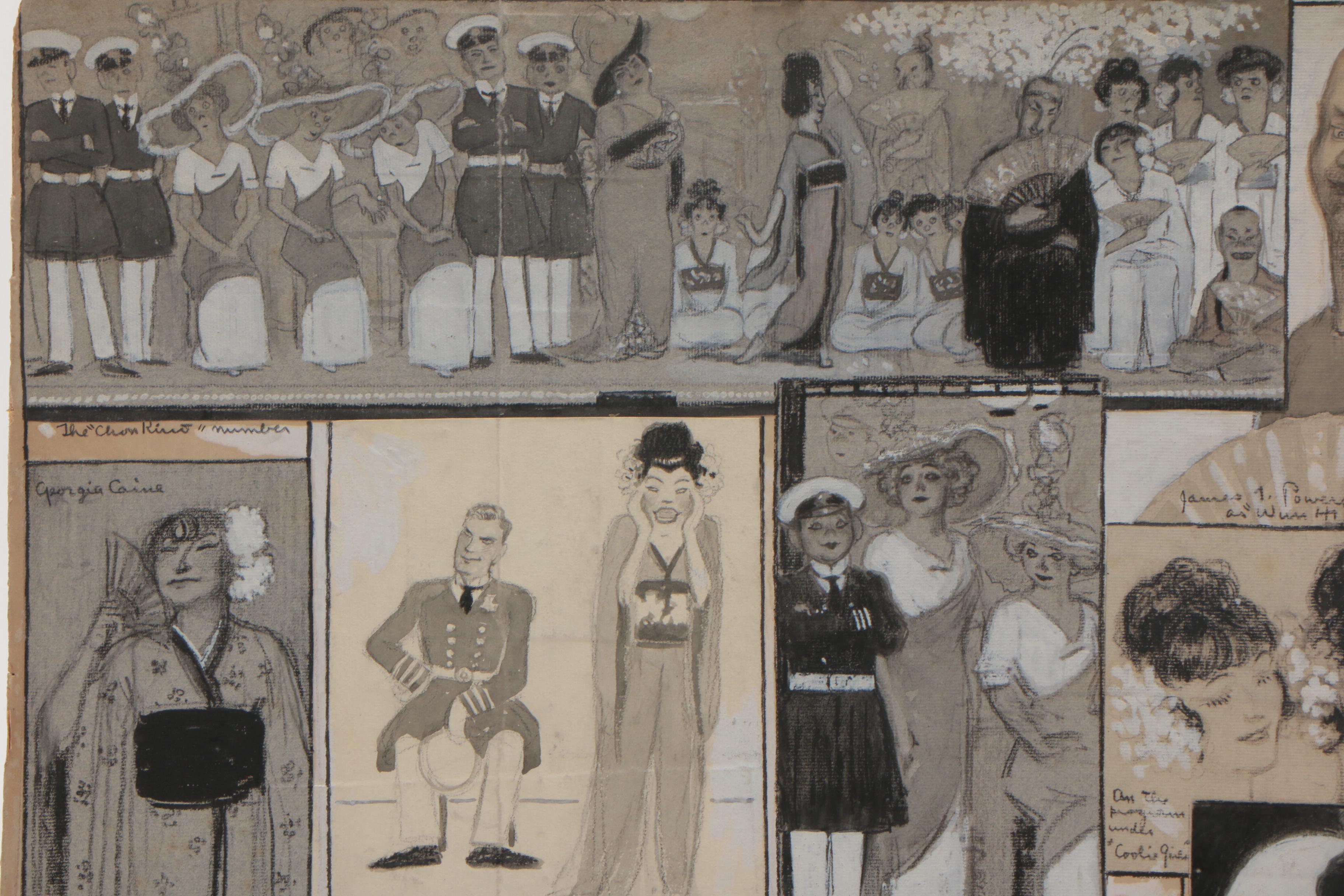 Newspaper, Book Clippings and Charcoal Drawings on Cardboard