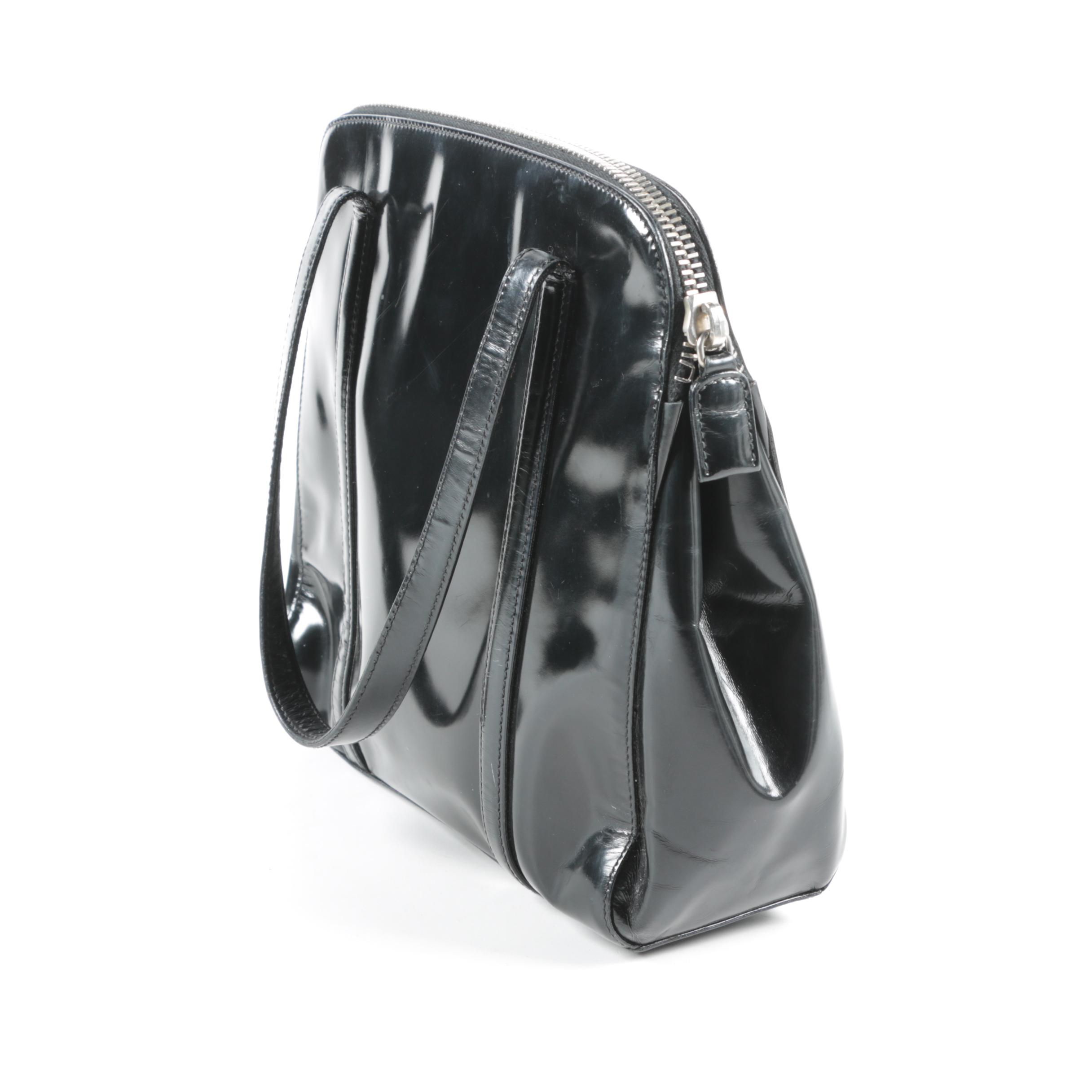 Prada Black Patent Leather Handbag, Made in Italy