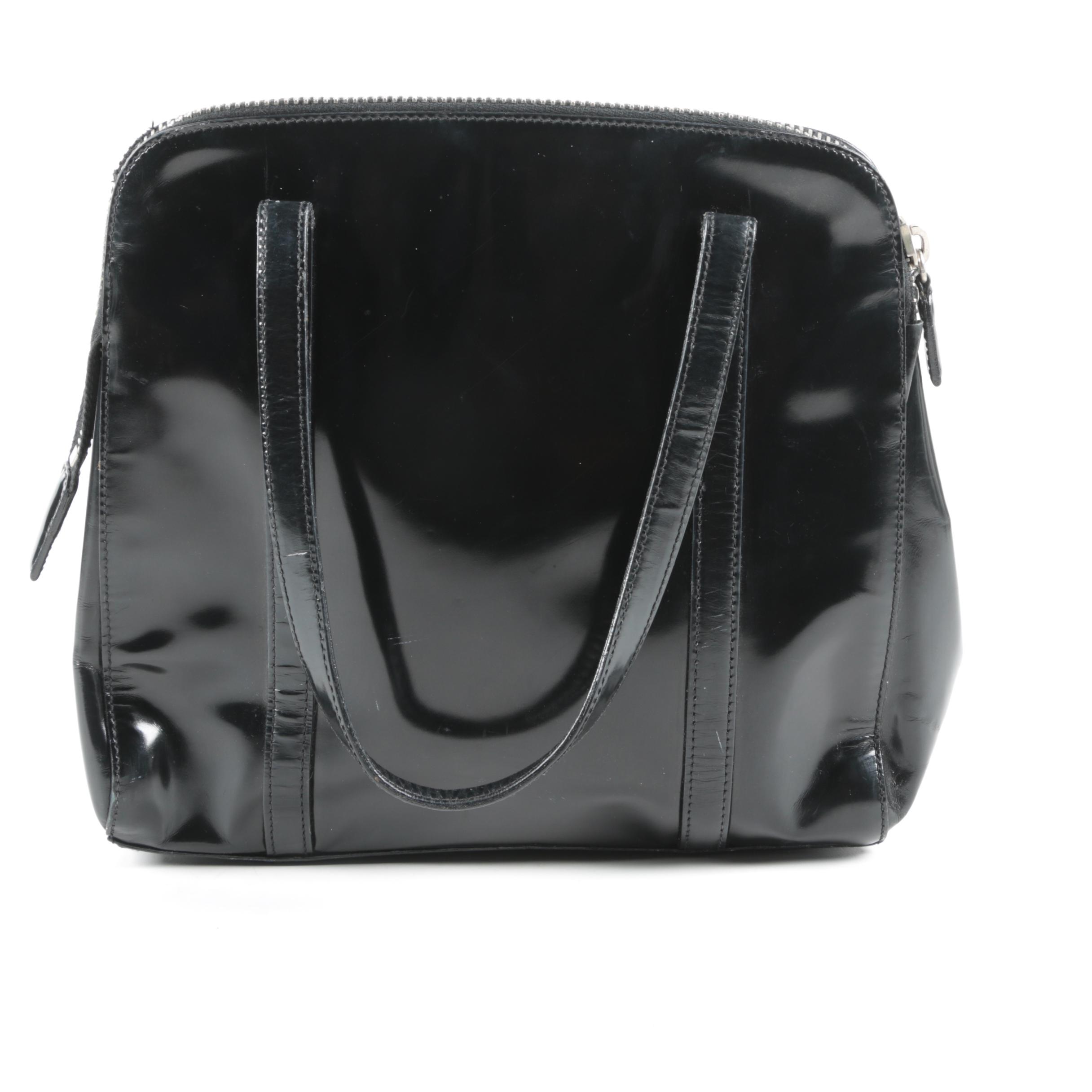 Prada Black Patent Leather Handbag, Made in Italy