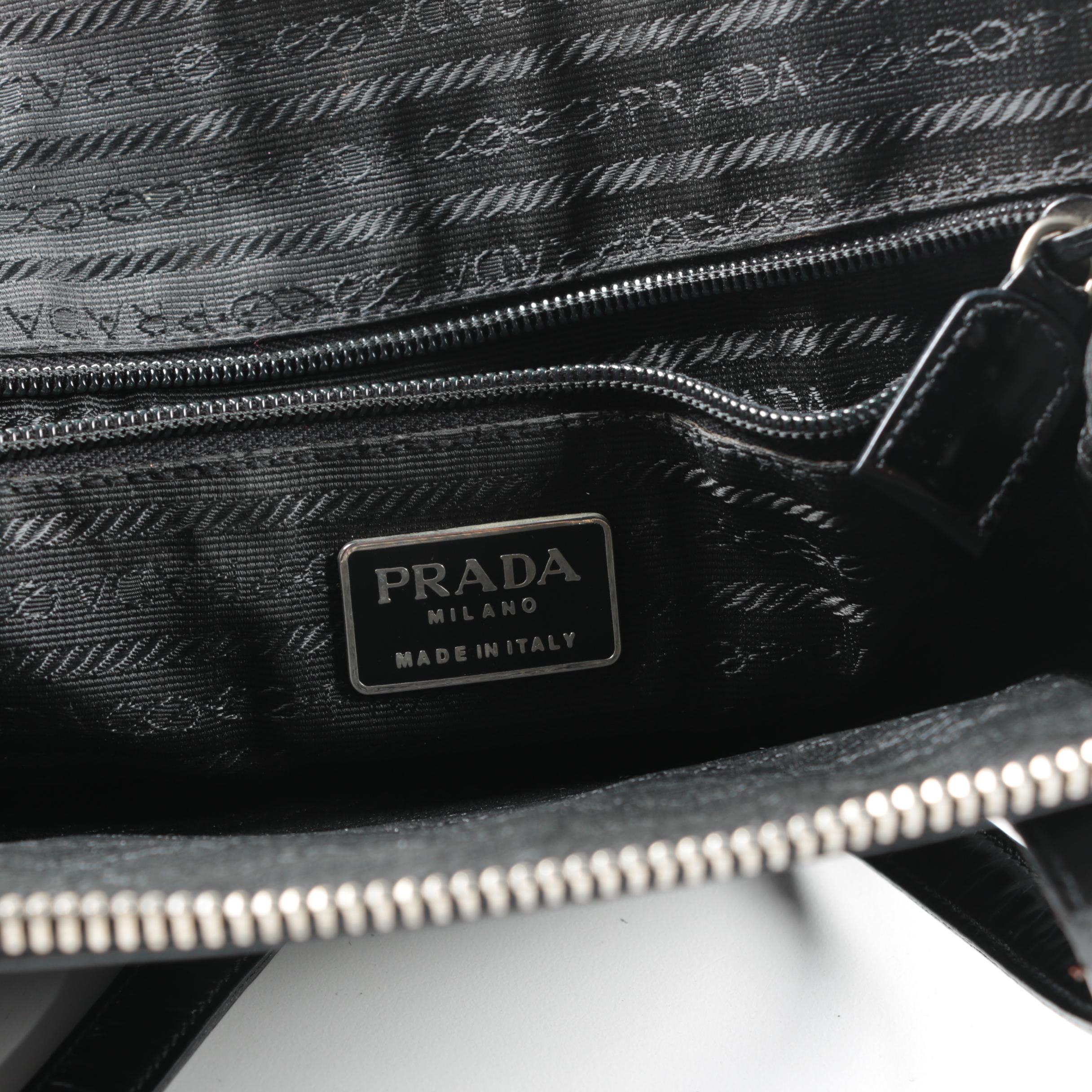 Prada Black Patent Leather Handbag, Made in Italy