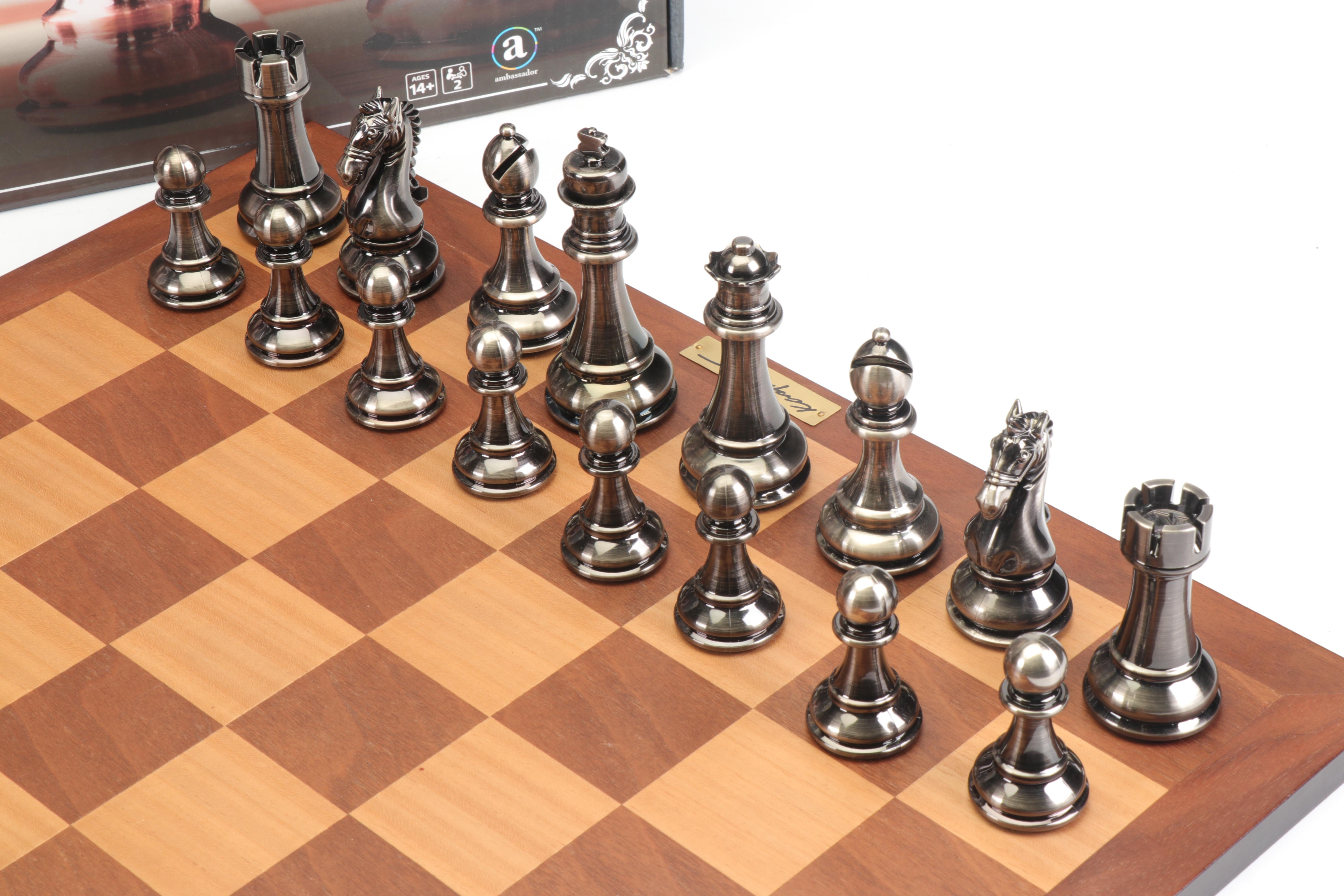 Kasparov Grandmaster Silver and Bronze Tone Chess Set