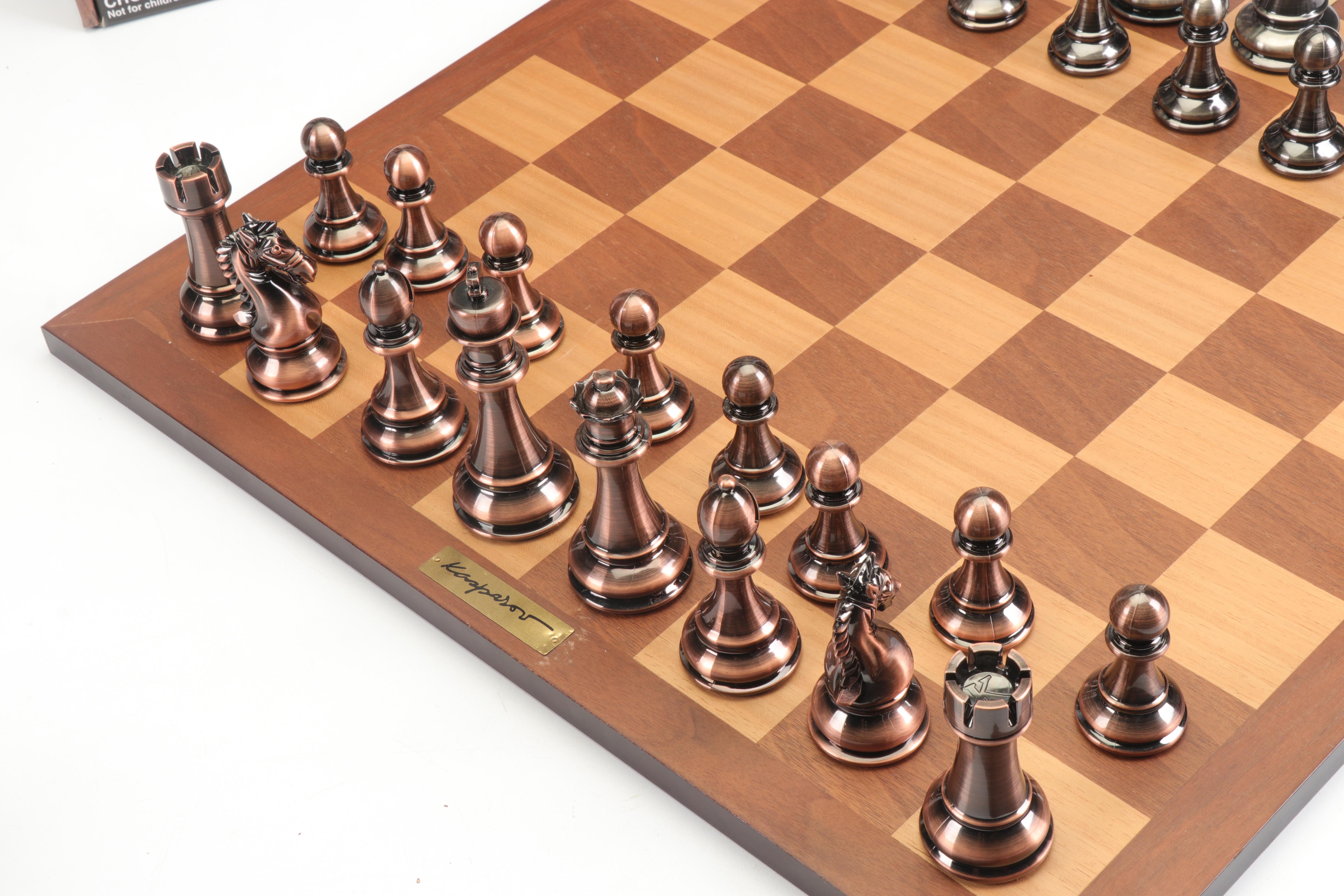 Kasparov Grandmaster Silver and Bronze Tone Chess Set