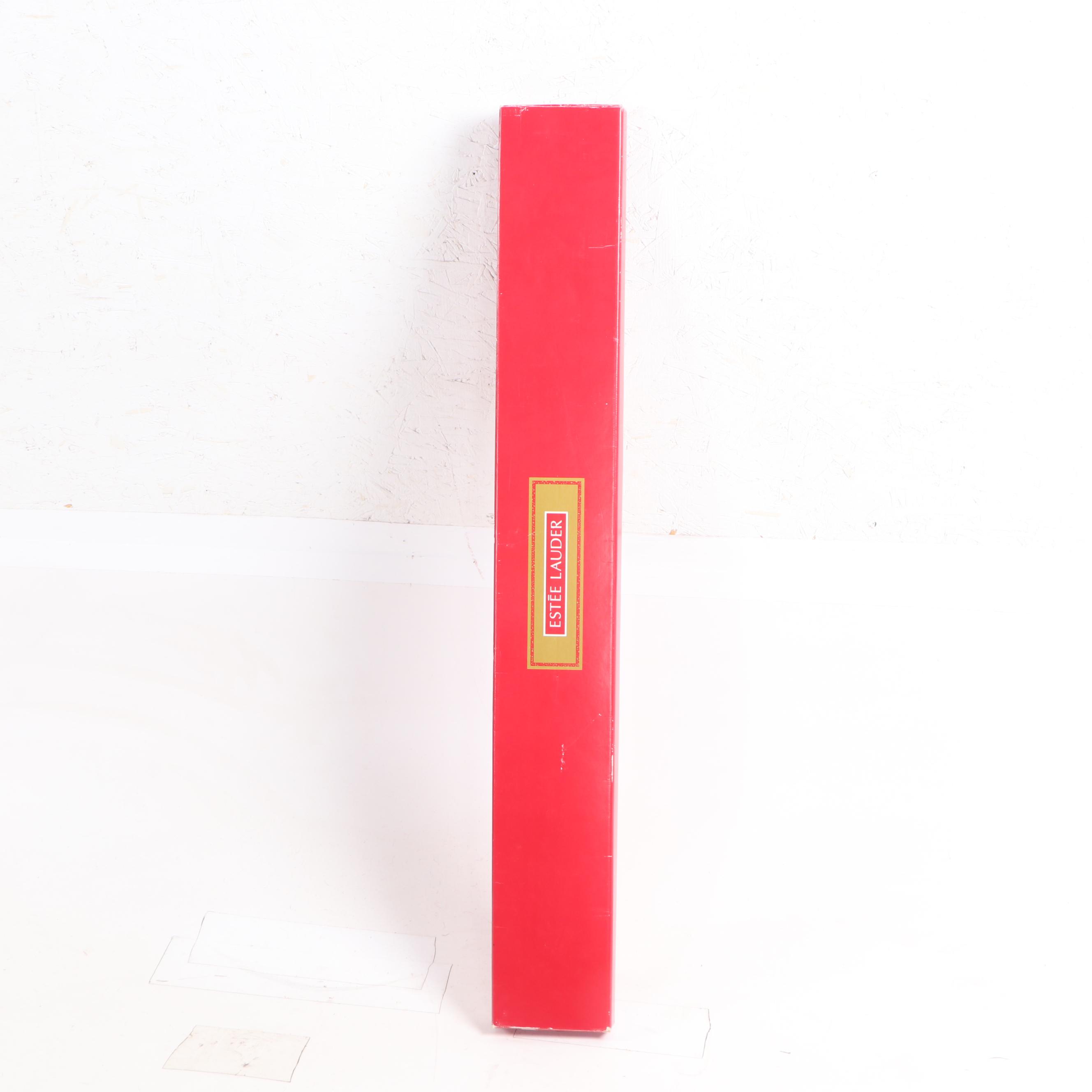 Estée Lauder "Winter Wonder" Nylon Cane Umbrella in Red and Gold