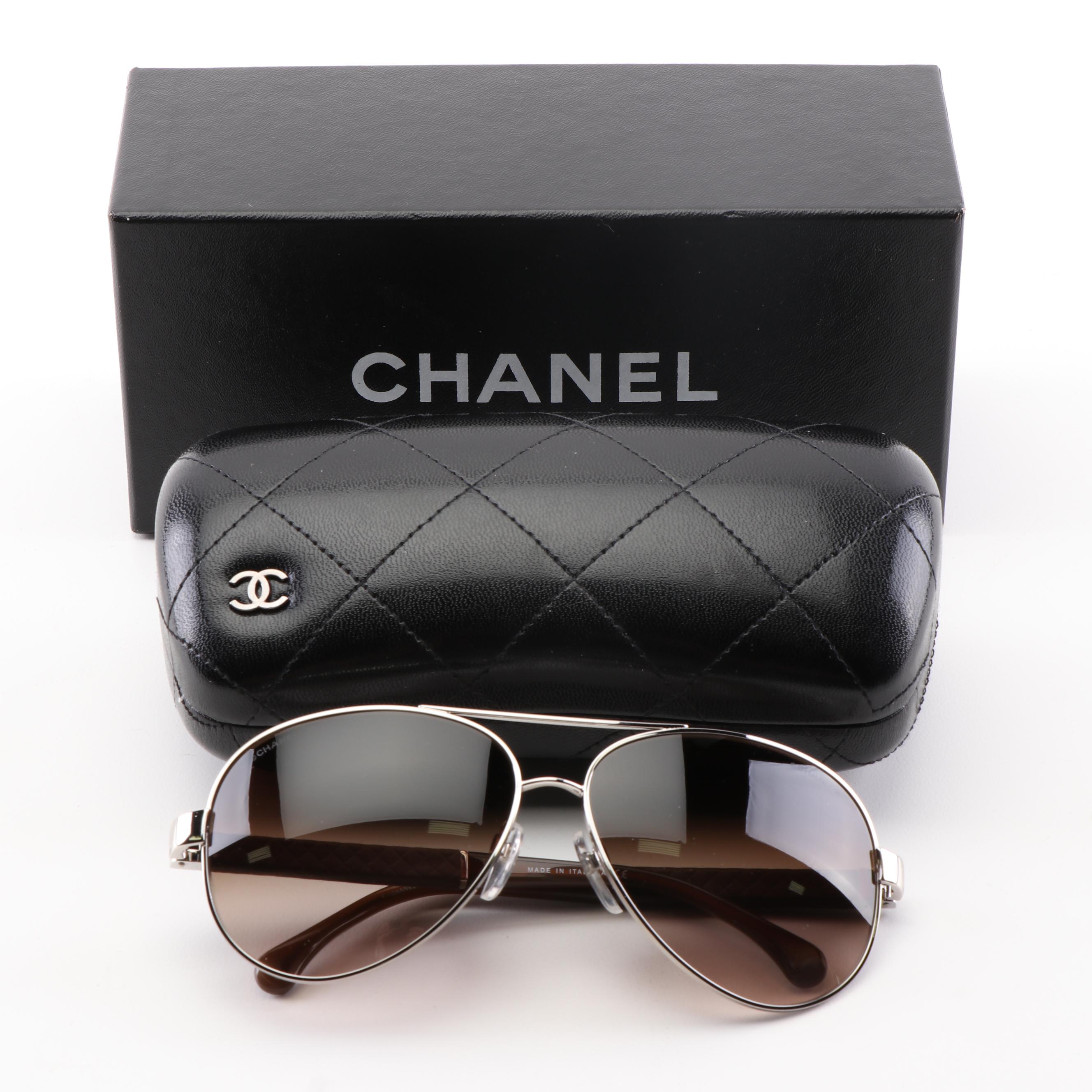 Chanel 4195-Q Aviator Quilted Lambskin Sunglasses with Case