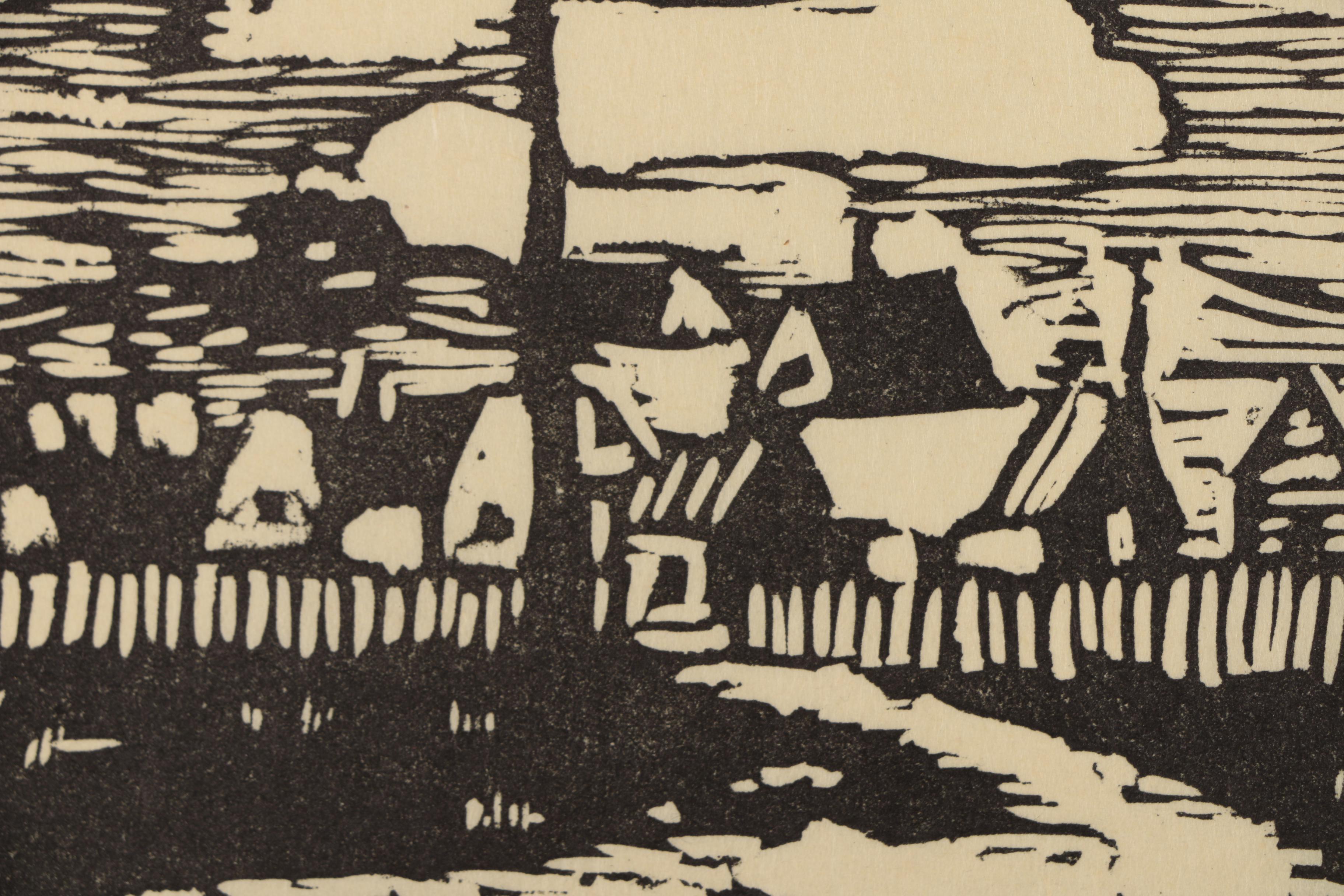 Late 20th Century Woodblocks of Architectural Landscapes